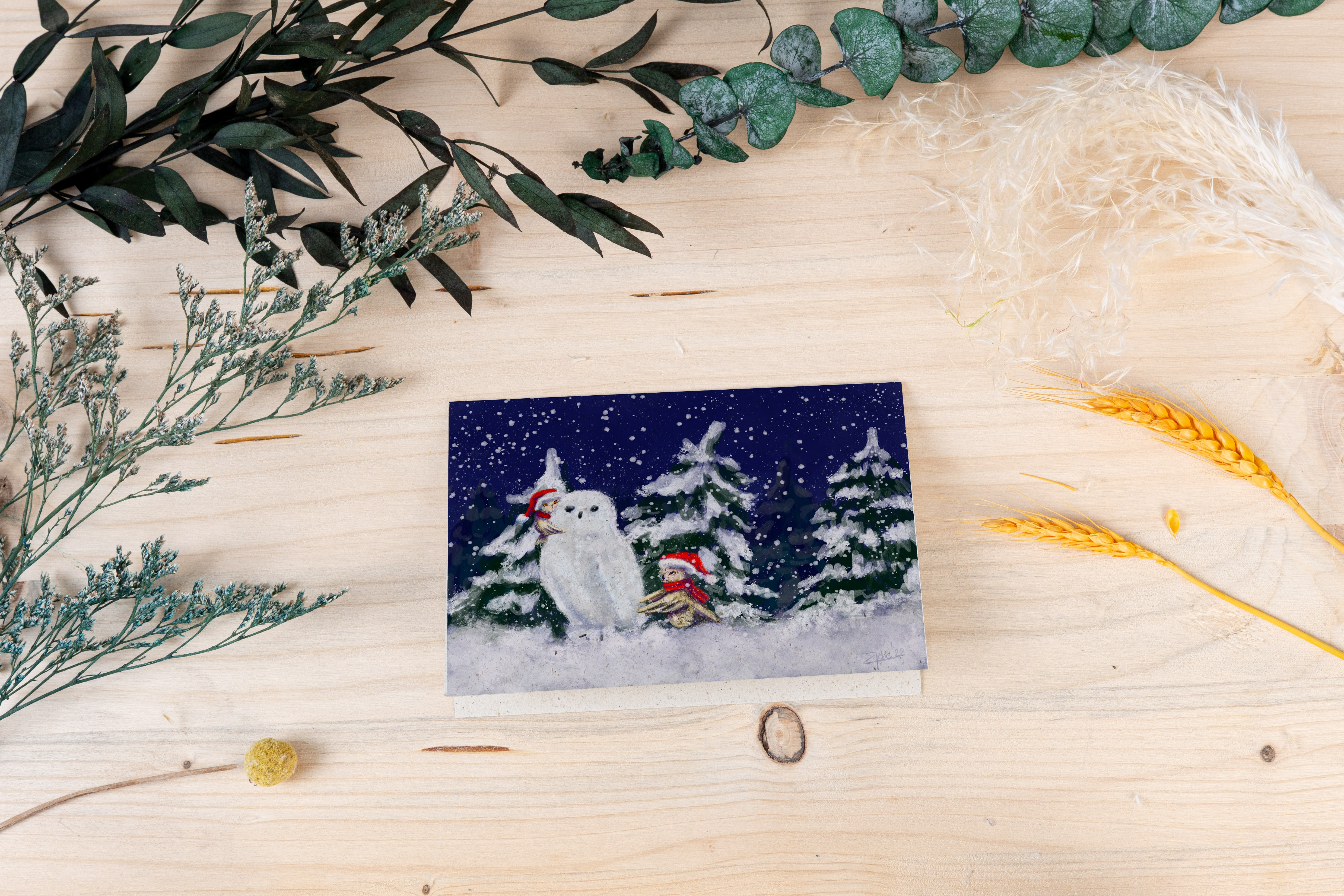 Weihnachtskarte „Schneeeule“