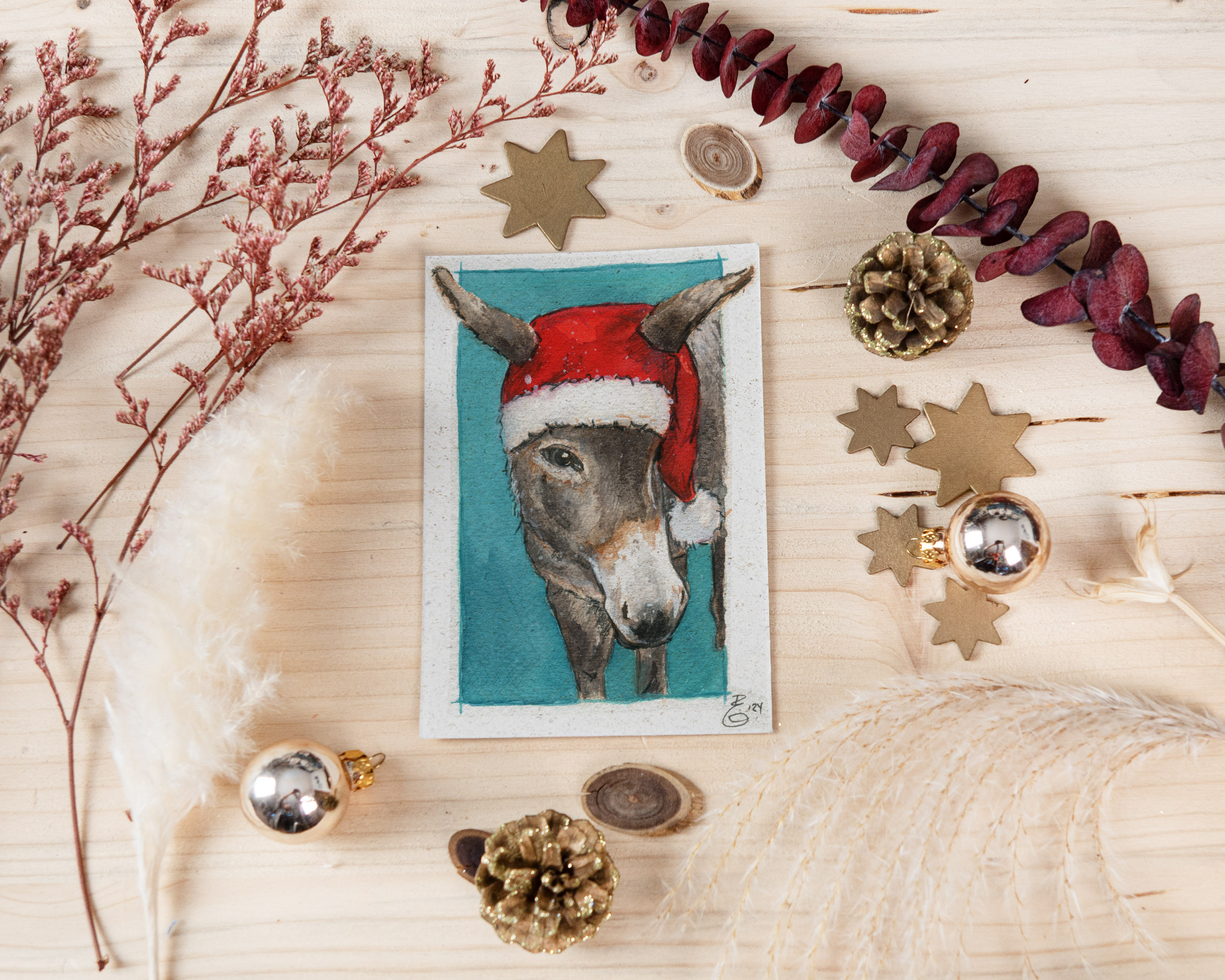 Weihnachtskarte „Weihnachtsesel“