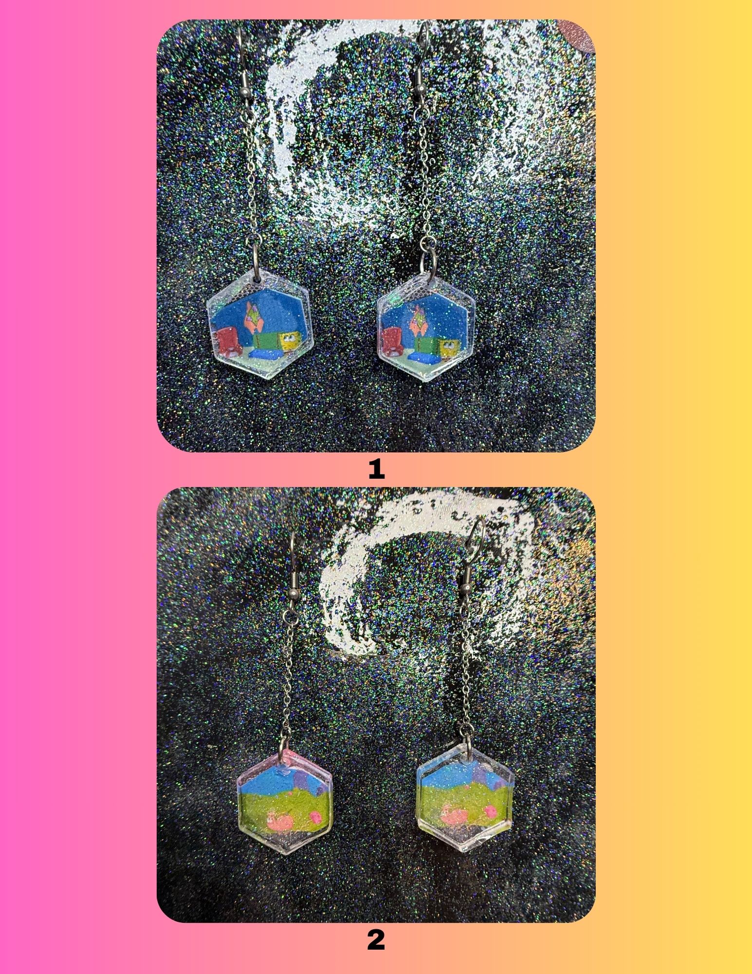 SpongeBob Inspired Dangly Earrings