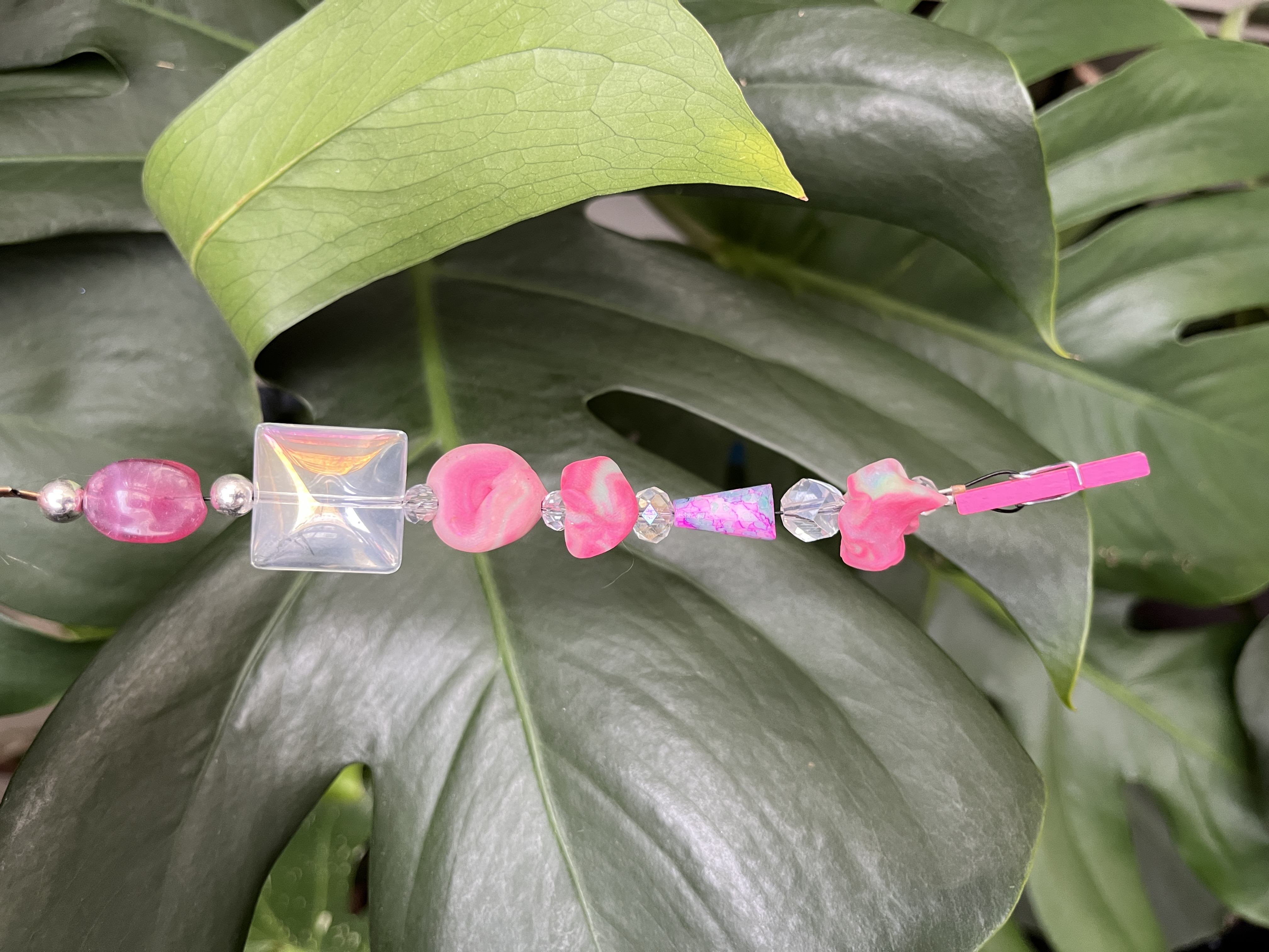 Beaded Photo Holder for Plants or Wall Hanging