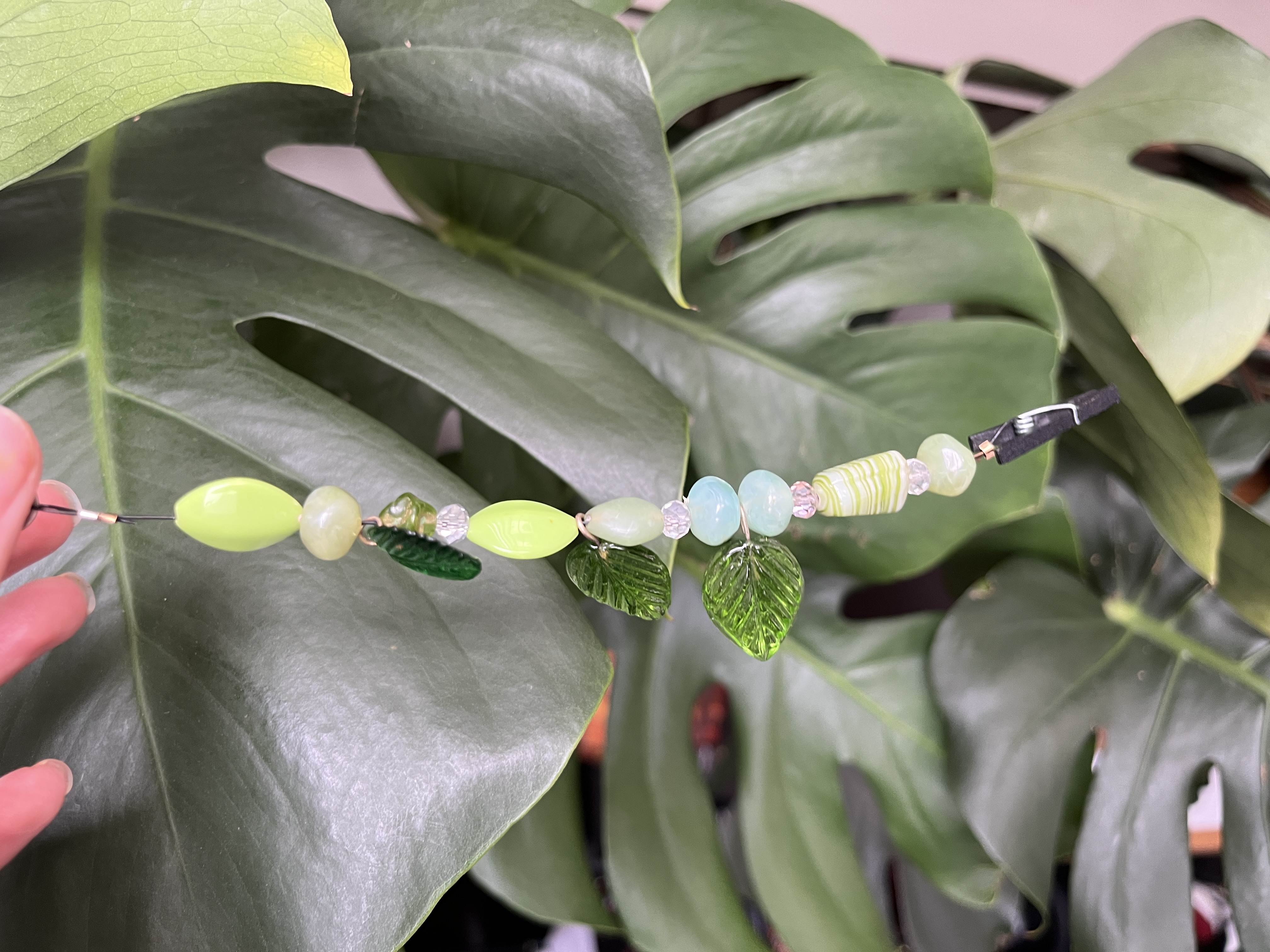 Beaded Photo Holder for Plants or Wall Hanging