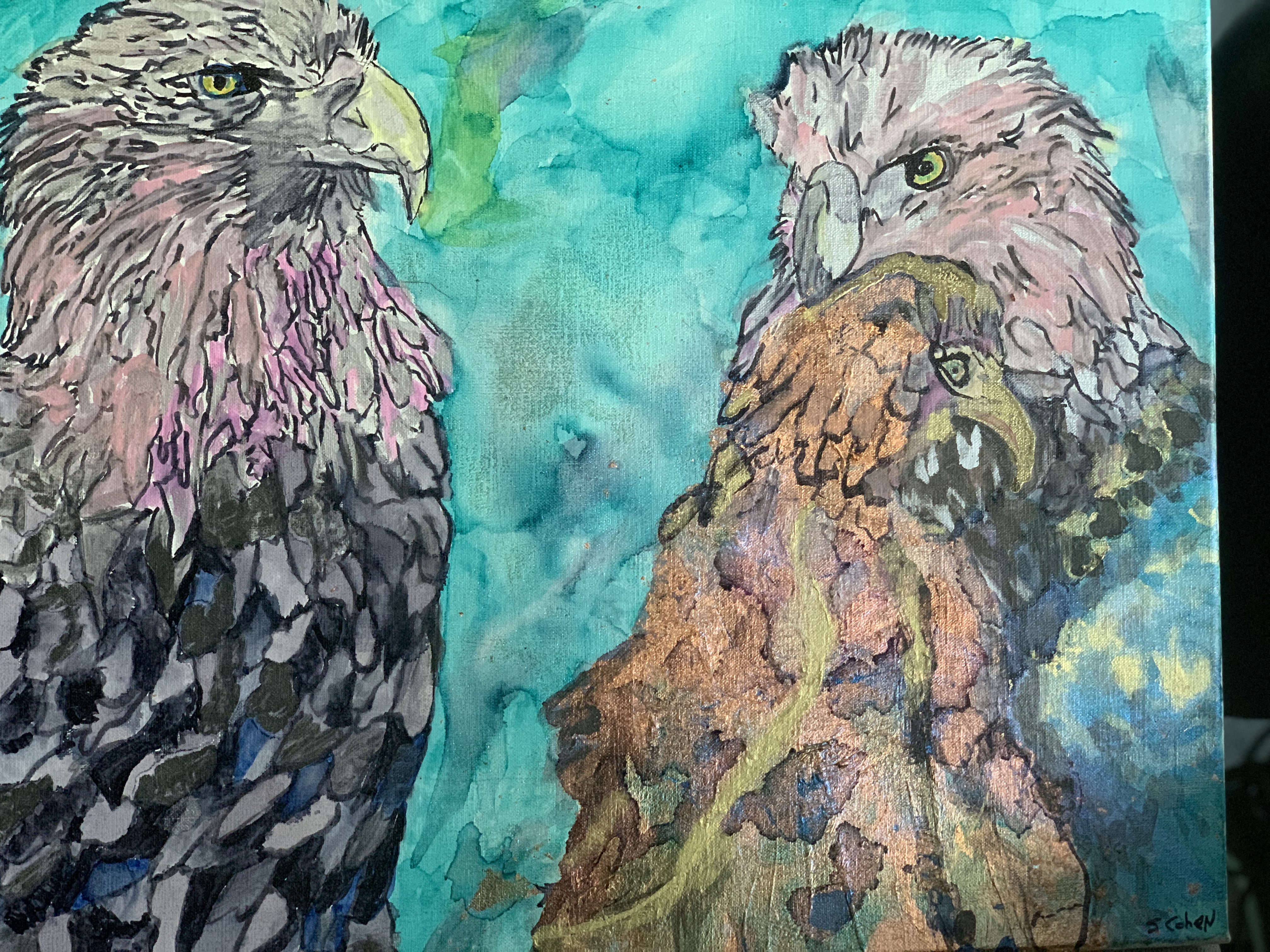Eagle Mixed Media Painting (18x24 canvas)