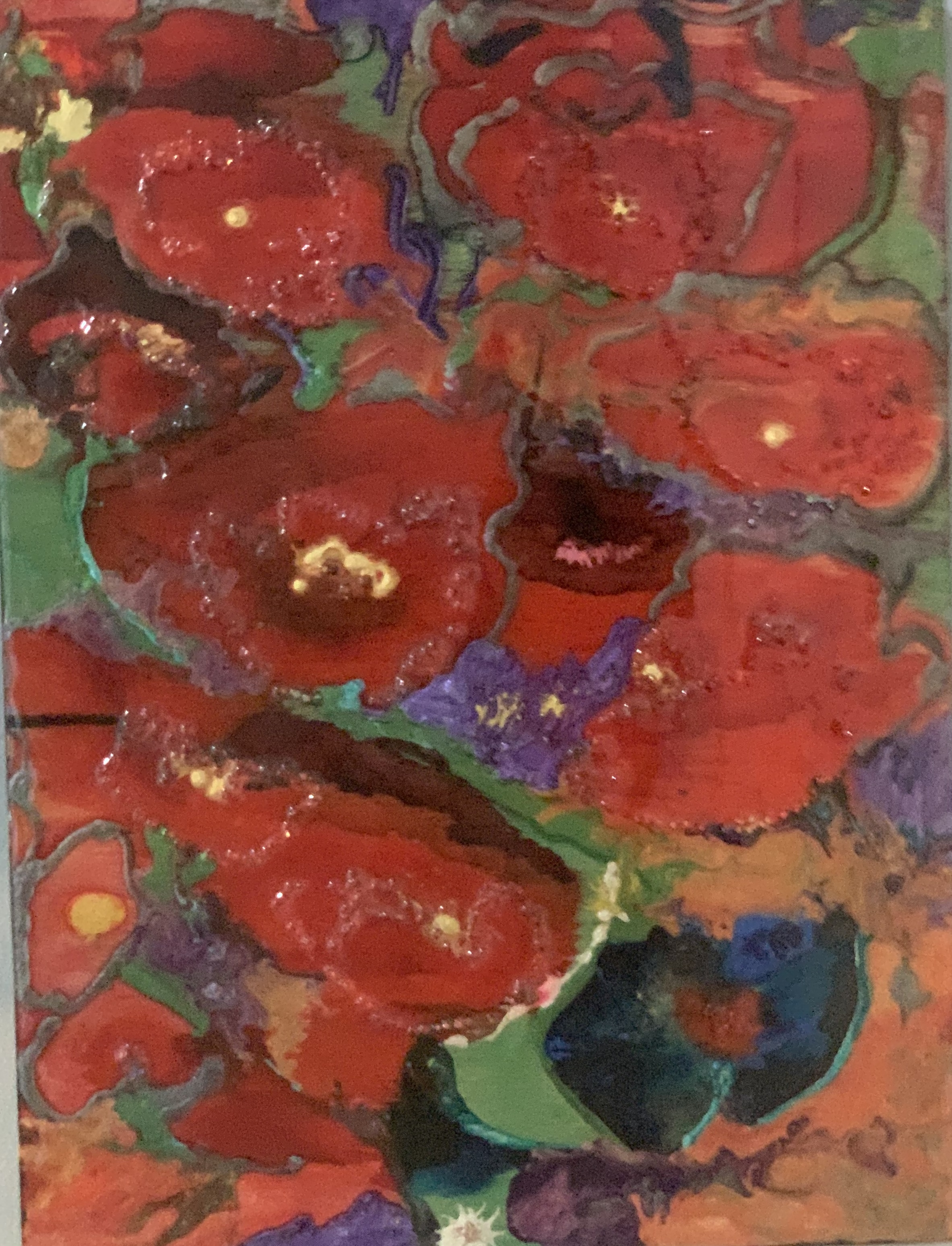 Abstract Floral Painting (16x20 on board with resin)