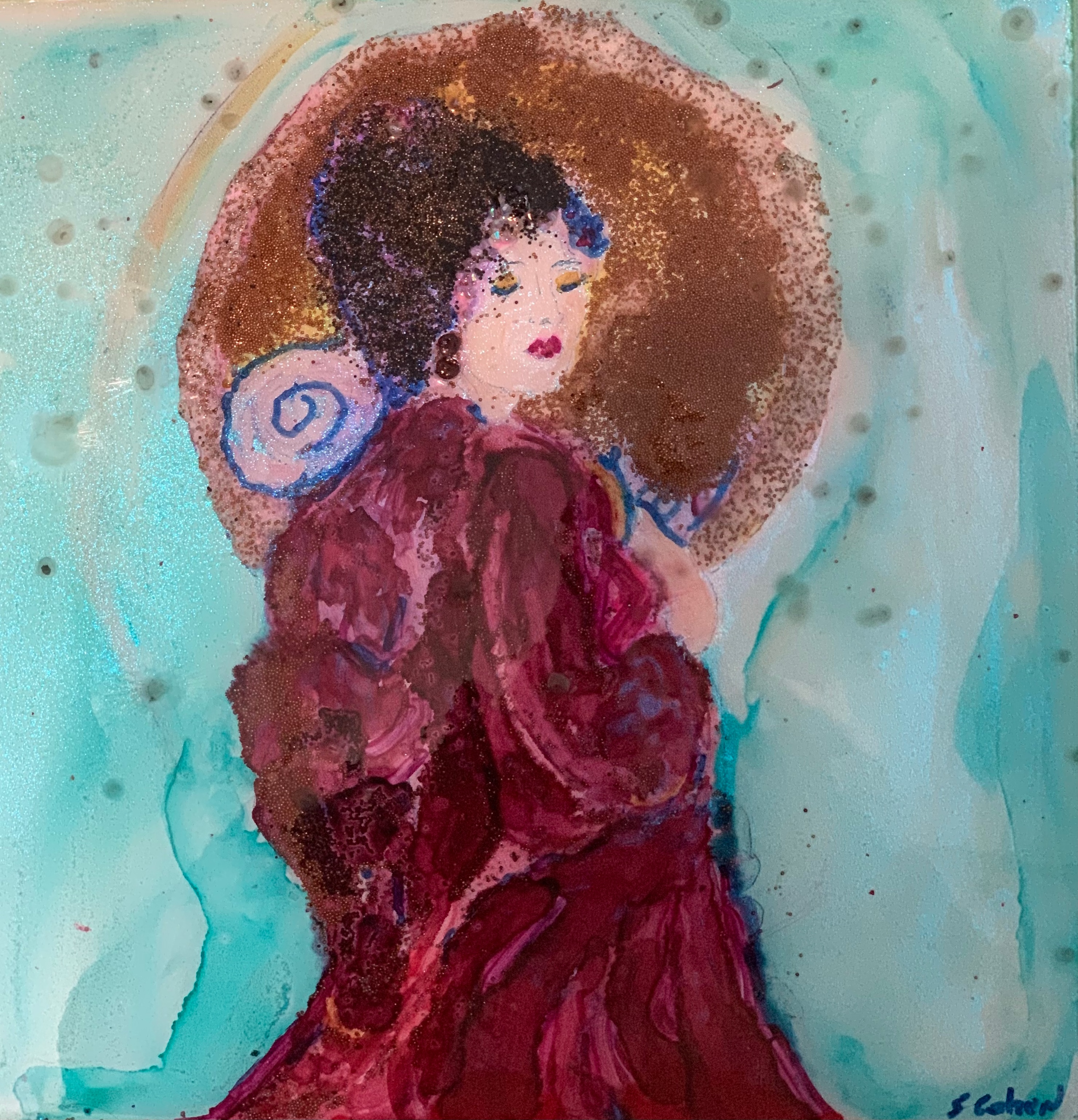 Abstract Woman Painting (12x12 cradled wood panel)