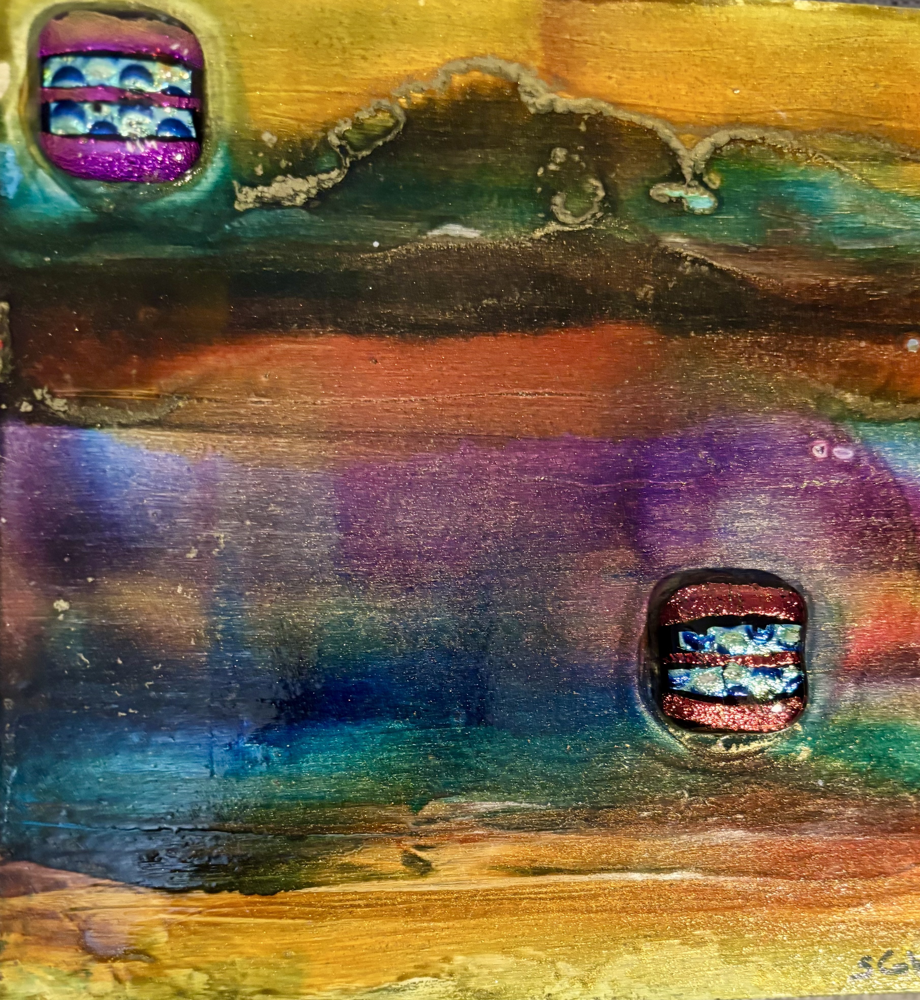 Abstract Acrylic Painting (8x8 cradled wood panel)