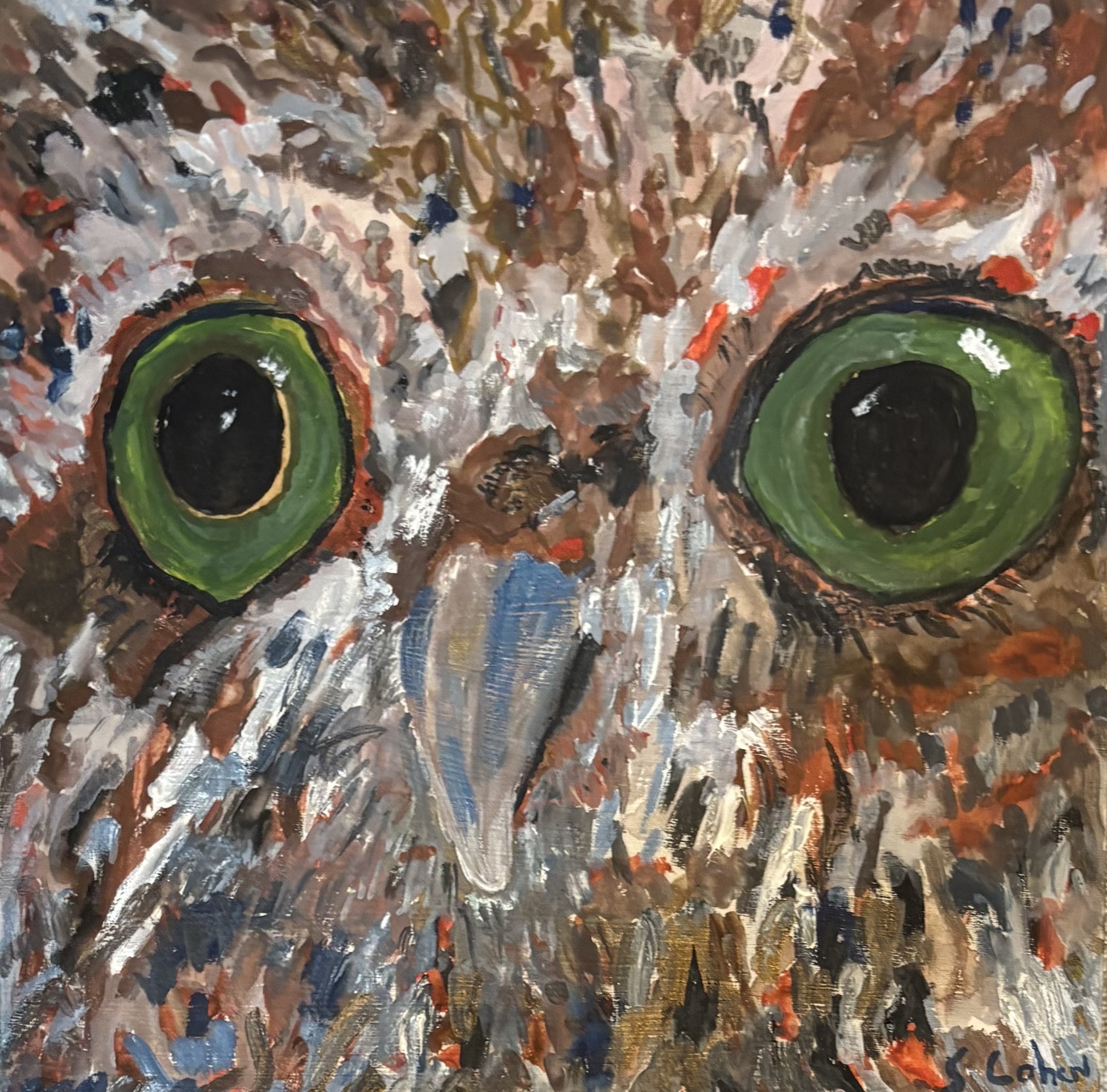 Owl Painting (8x8 cradled wood panel)