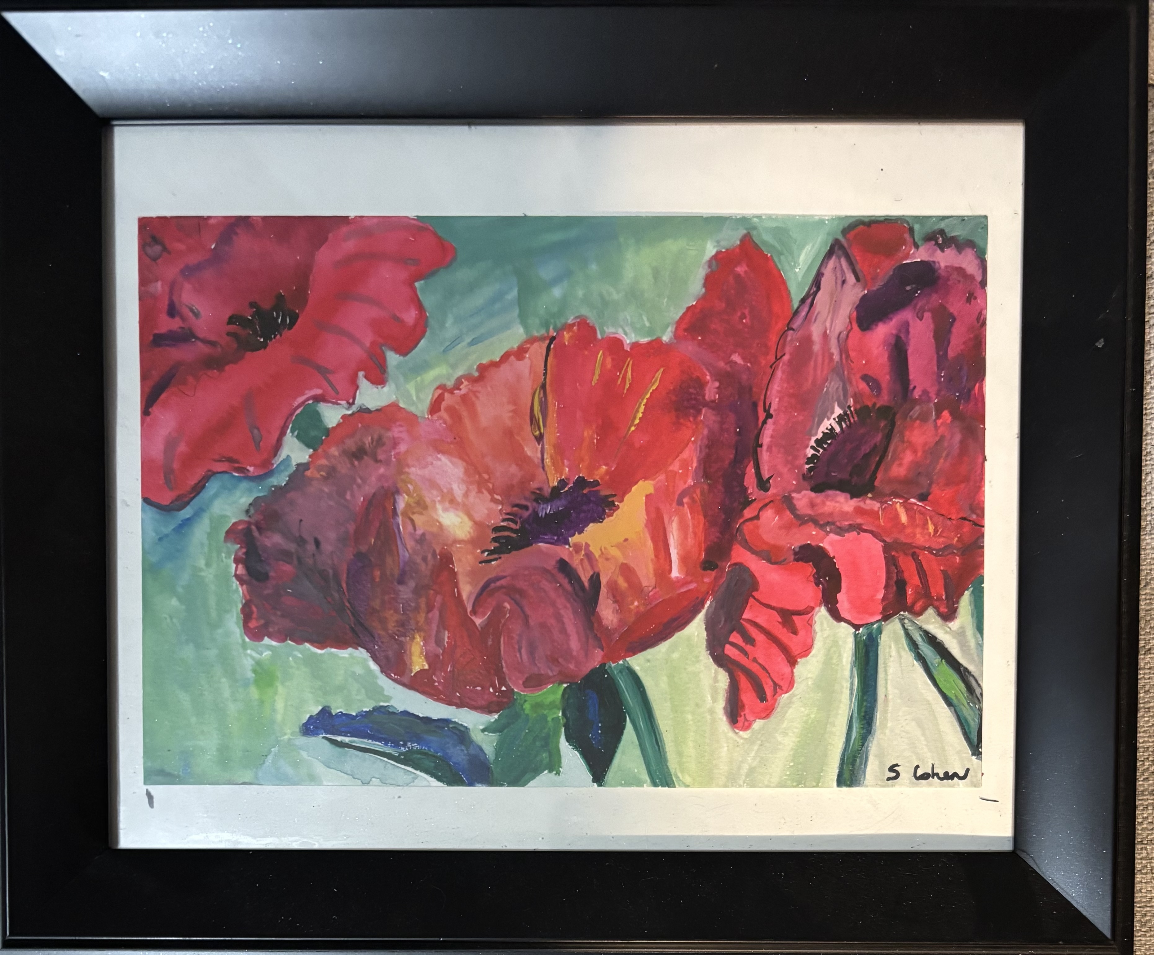 Floral Painting in Black Frame (10x12)