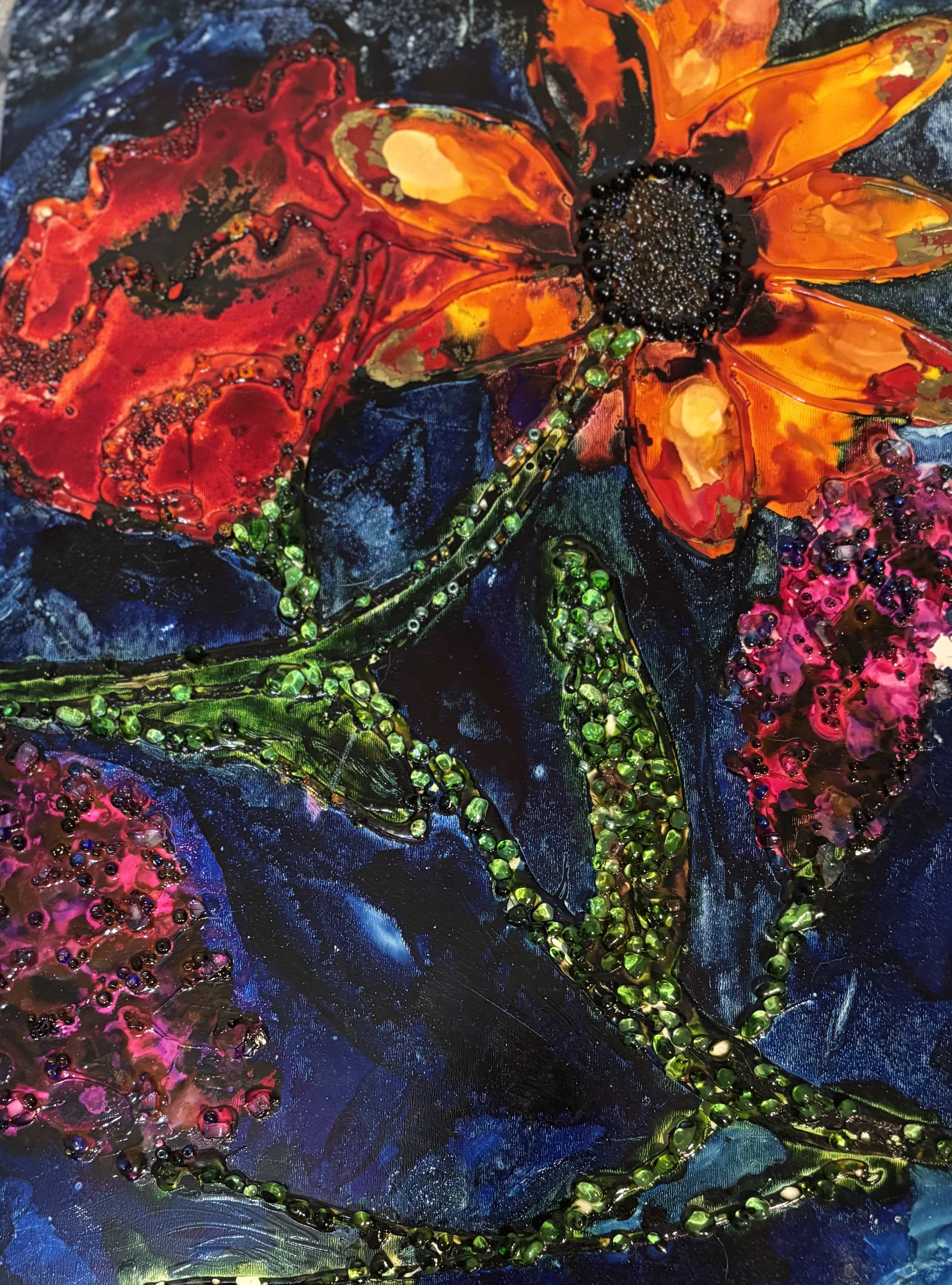 Handcrafted Floral Artwork (12x16 on flat panel unframed)