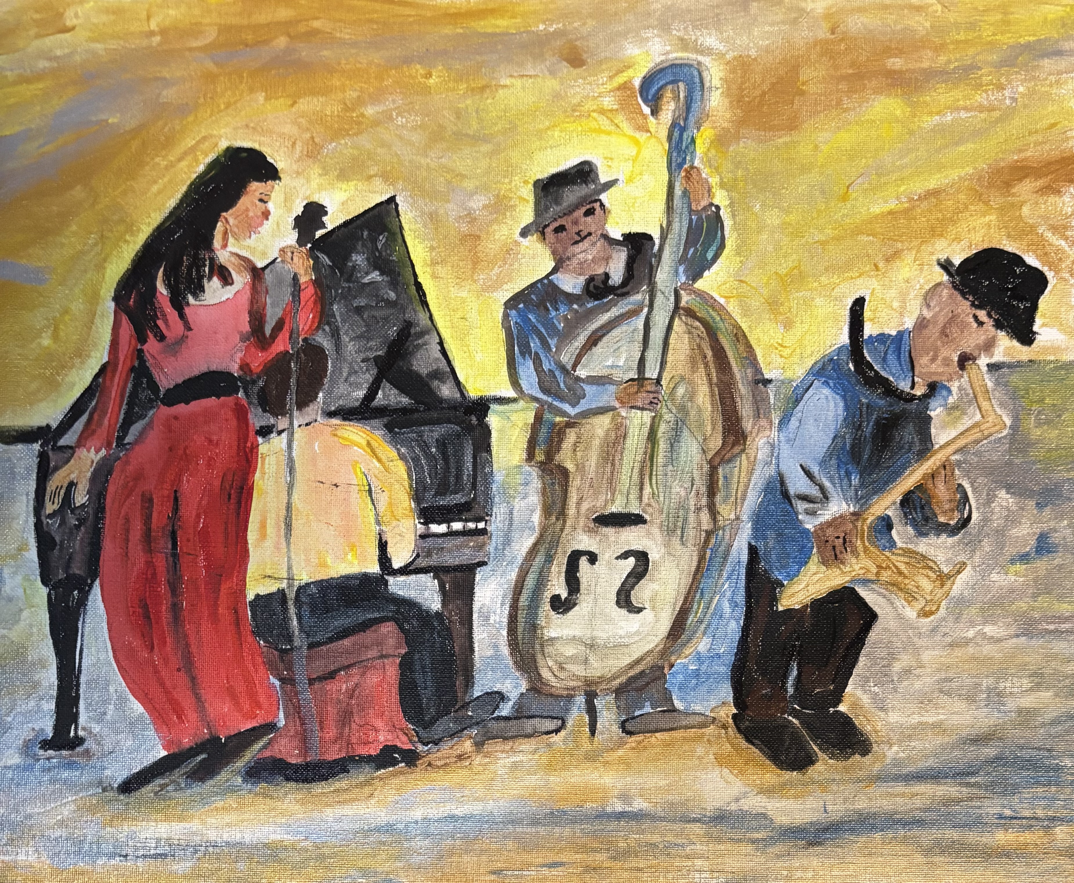 Vintage Jazz Band Painting (14x18 unframed canvas)