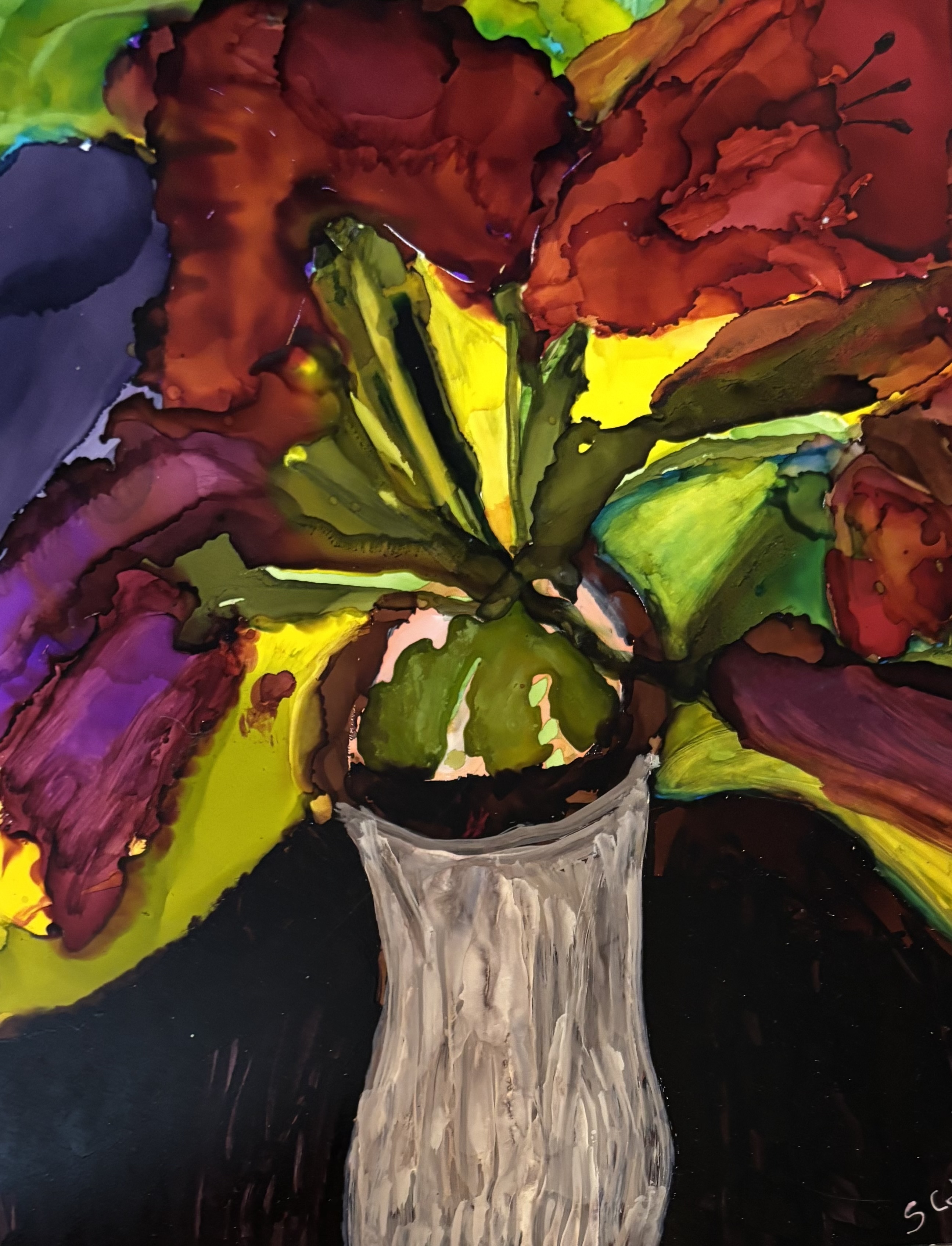 Abstract Flower Painting (8x10 on panel board)