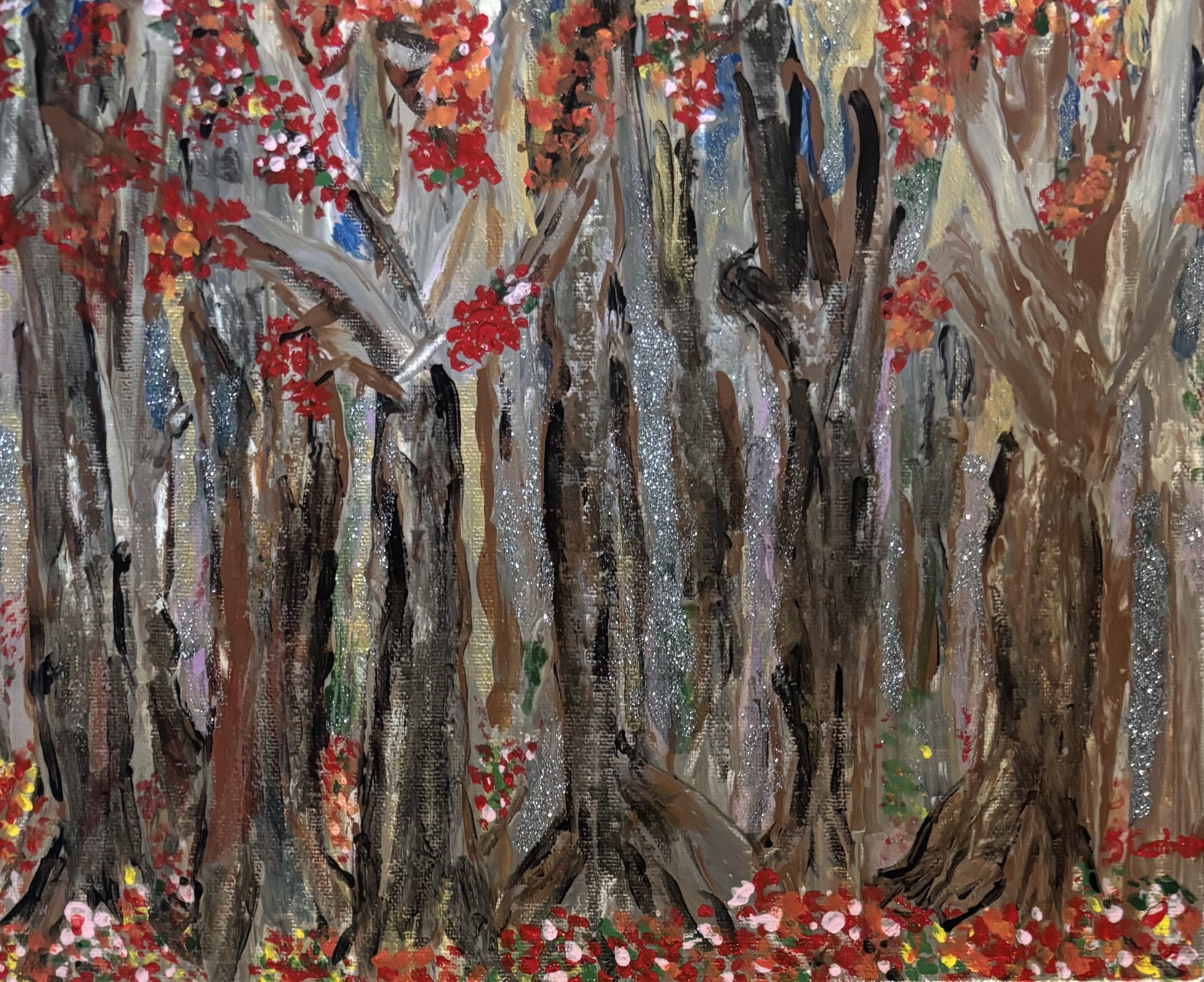 Forest Landscape Painting (8x10 on panel board)