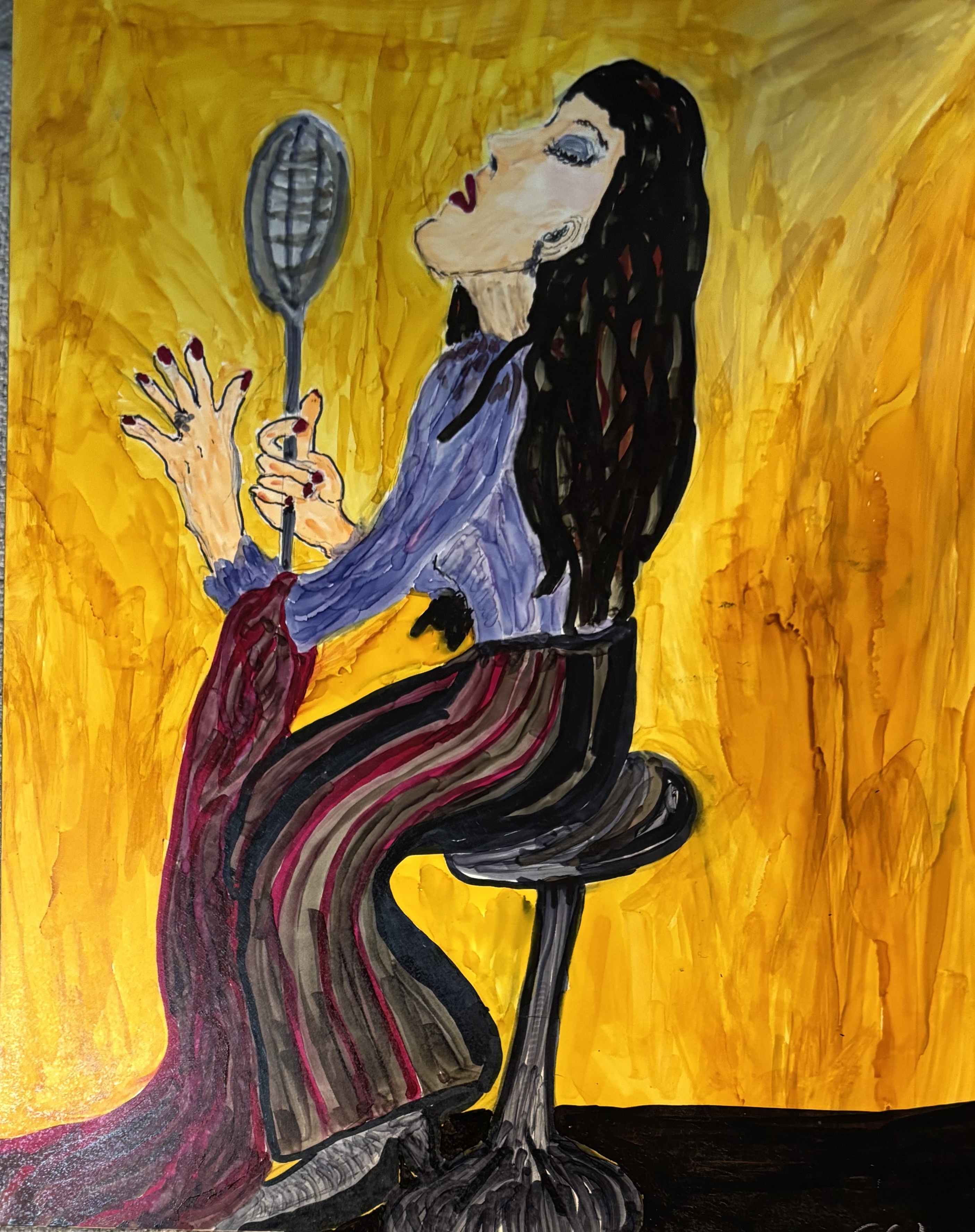 Abstract Painting of a Singer (8x10 oon panel board)