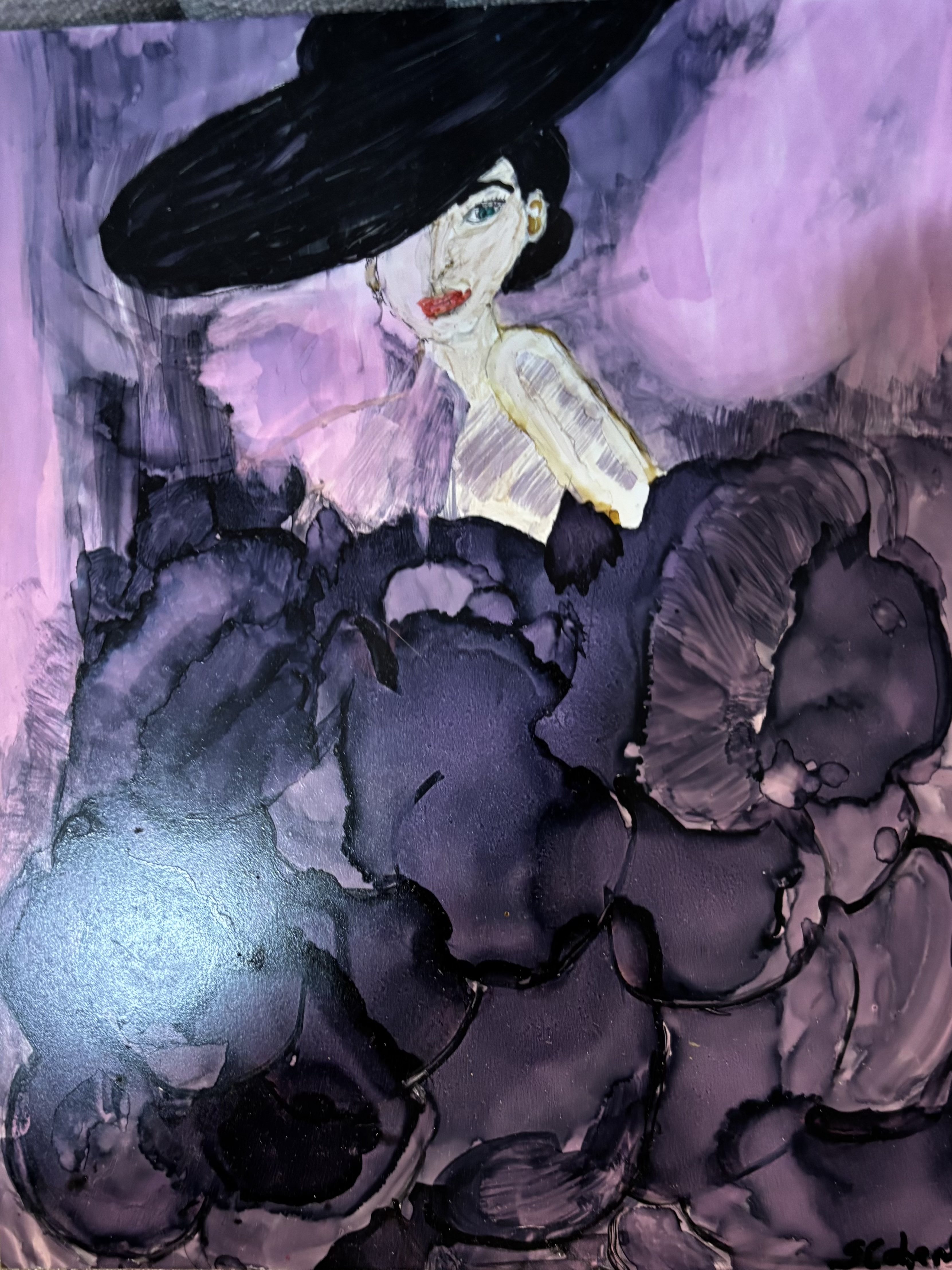 Lady in Purple Painting. (8x10 on panel board)