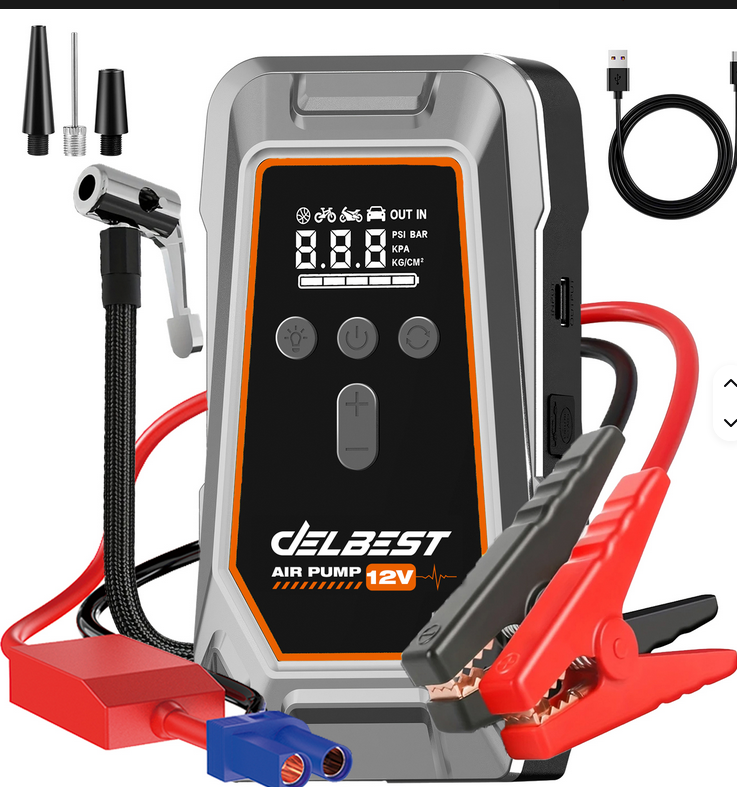 10-in-1 Booster Batterie /Démarreur de Voiture multifonction,Gonfleur de pneux