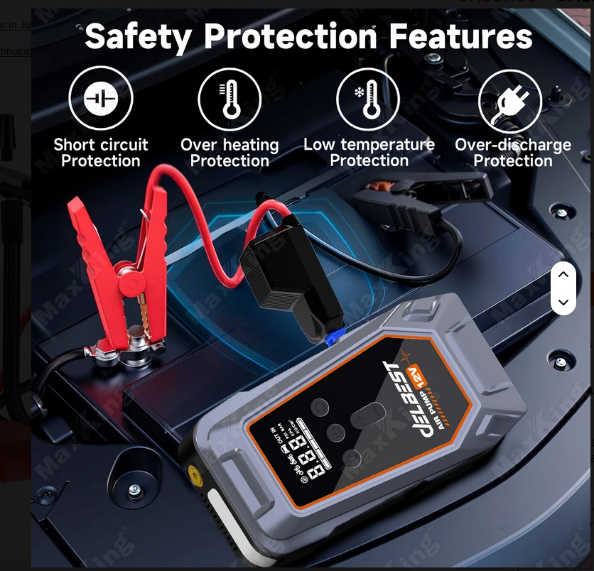 10-in-1 Booster Batterie /Démarreur de Voiture multifonction,Gonfleur de pneux