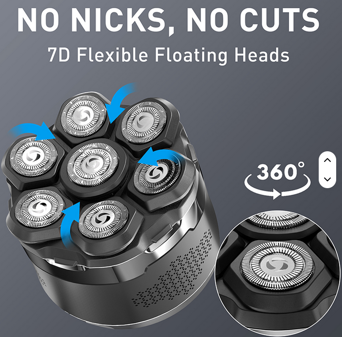 Rasoir électrique multifonction à 7 lames pour home chauve