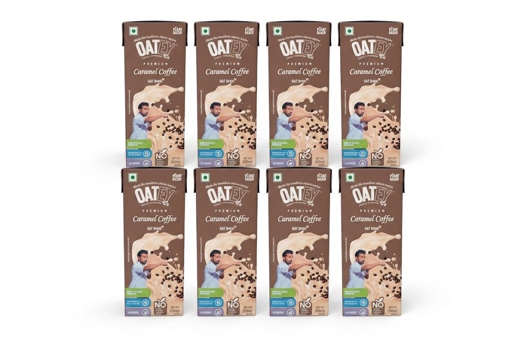 OATEY Premium Caramel Coffee Oat Milk: Pack of 27 (5.4L) | Plant-Based Vegan Milk