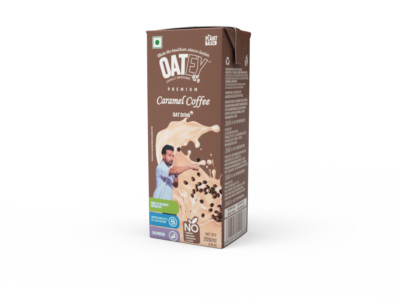 OATEY Premium Caramel Coffee Oat Milk: Pack of 8 (1.6 L) | Plant-Based Vegan Milk