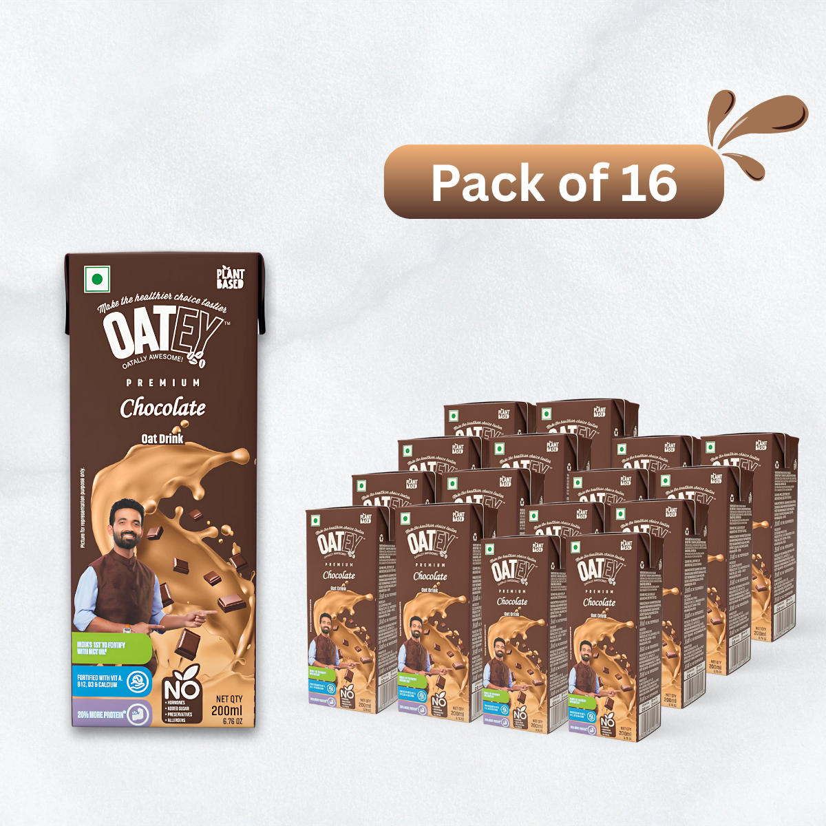 OATEY Premium Chocolate Oat Milk: Pack of 16 (3.2 L) | Chocolate Plant Based Vegan Milk