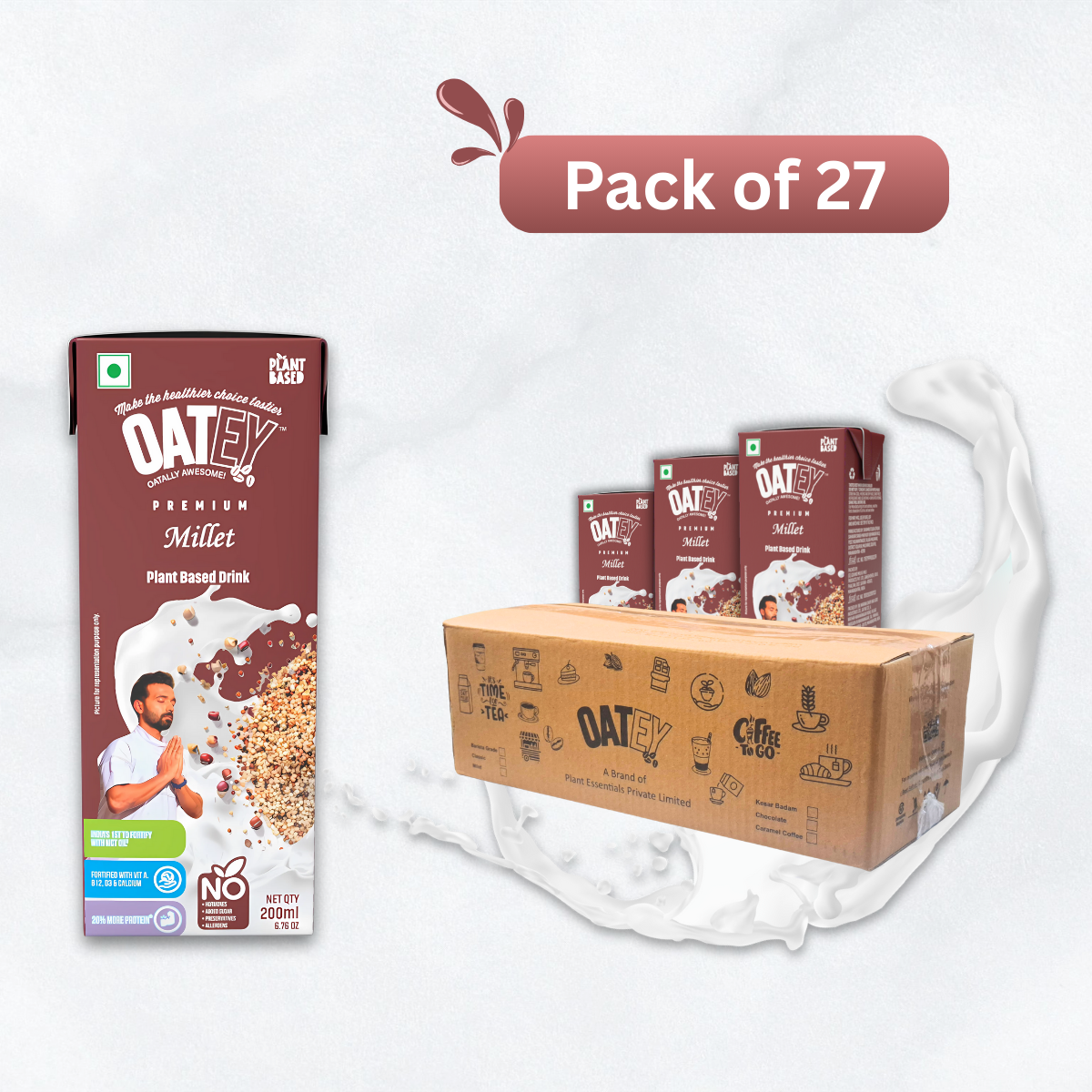 Oatey Premium Millet Milk: Pack of 27 (5.4 L) | Plant Based Vegan Milk India