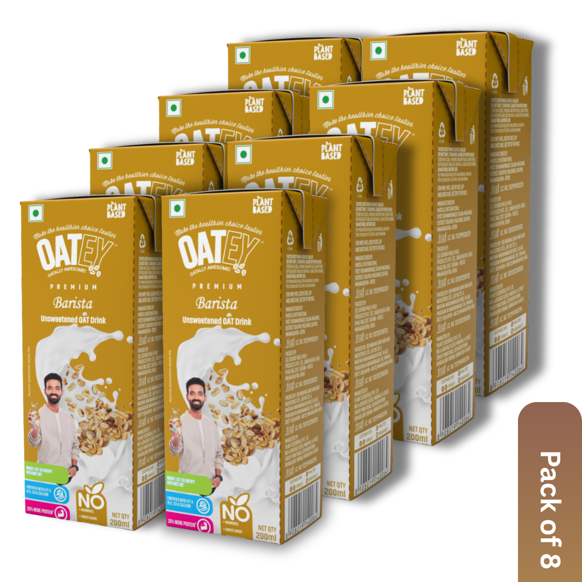 OATEY Premium Barista Oat Milk: Pack of 8 (1.6 L) | Plant-Based Vegan Milk India