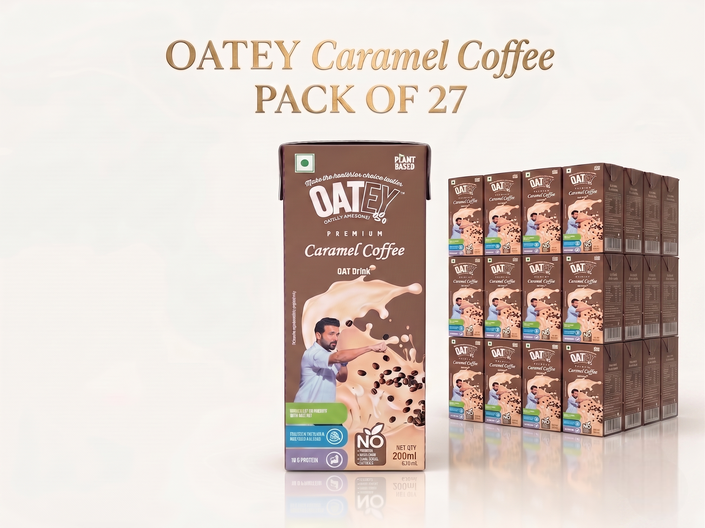 OATEY Premium Caramel Coffee Oat Milk: Pack of 27 (5.4L) | Plant-Based Vegan Milk