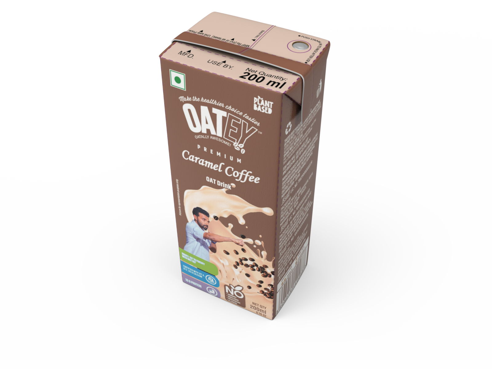 OATEY Premium Caramel Coffee Oat Milk: Pack of 8 (1.6 L) | Plant-Based Vegan Milk