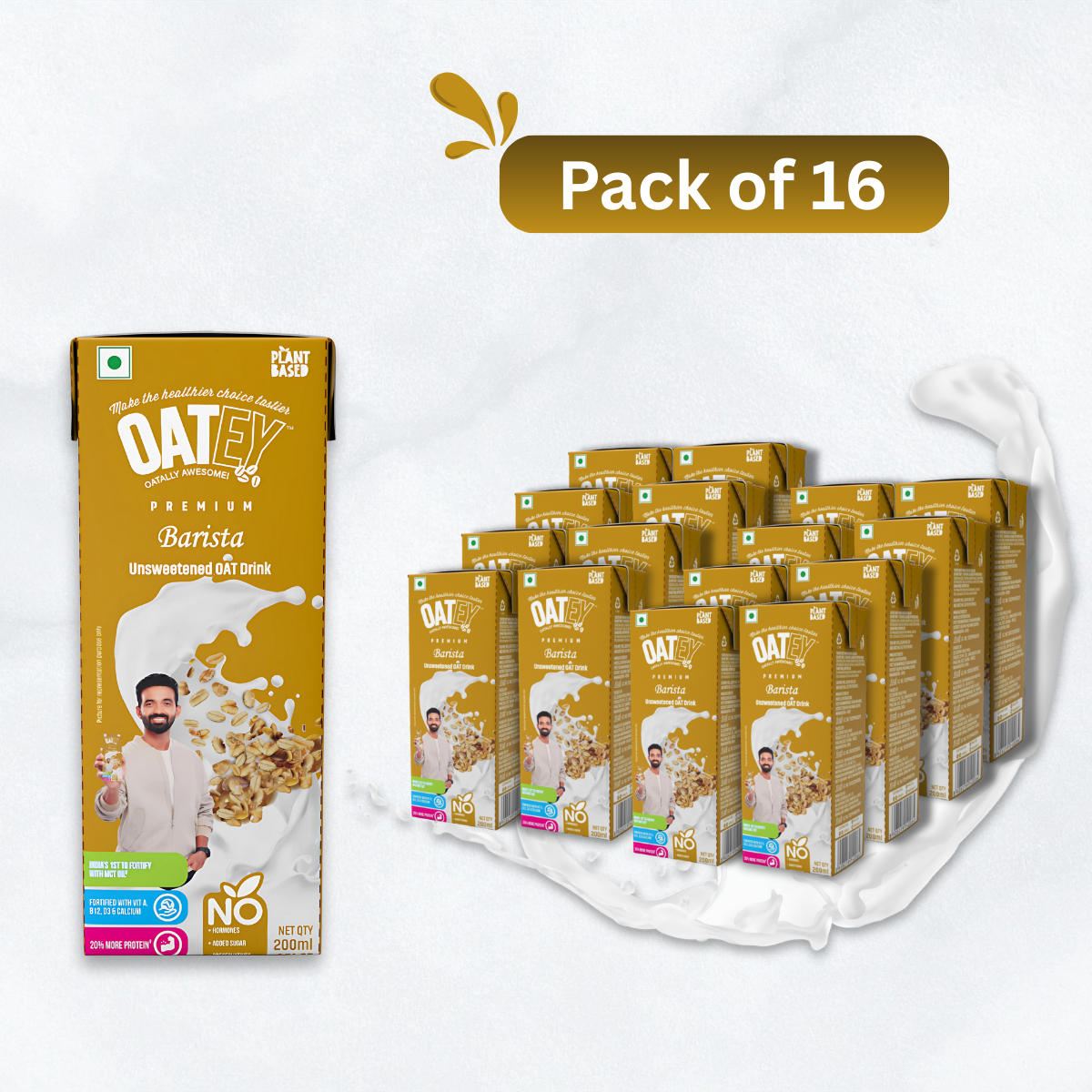 OATEY Premium Barista Oat Milk: Pack of 16 (3.2 L) | Plant-Based Vegan Milk India