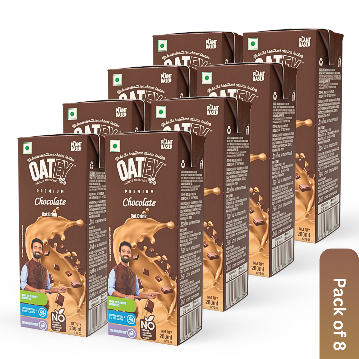 OATEY Premium Chocolate Oat Milk: Pack of 8 (1.6 L) | Chocolate Plant based Vegan Milk