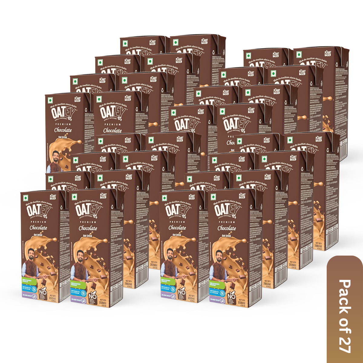 OATEY Premium Chocolate Oat Milk: Pack of 27 (5.4 L) | Chocolate Plant Based Vegan Milk India