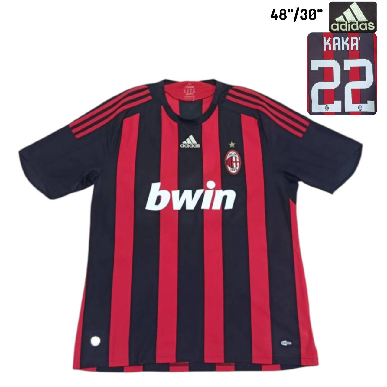 Adidas AC Milan 2008/09 Jersey #22 Kaká – Size XL – Vintage Football Shirt