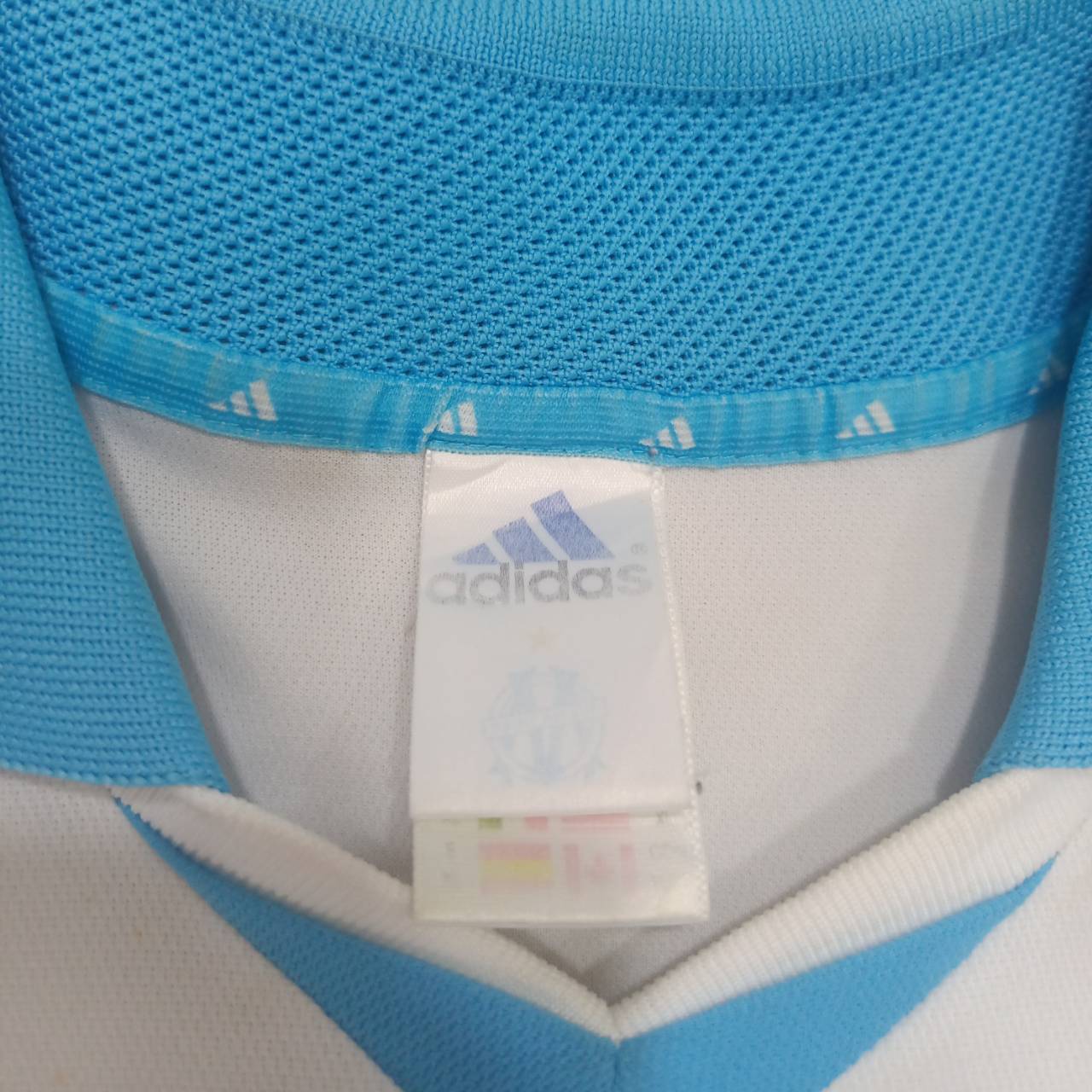 Olympique Marseille 2001/02 Adidas Home Jersey – Size XL – White & Sky Blue – Vintage Football Shirt