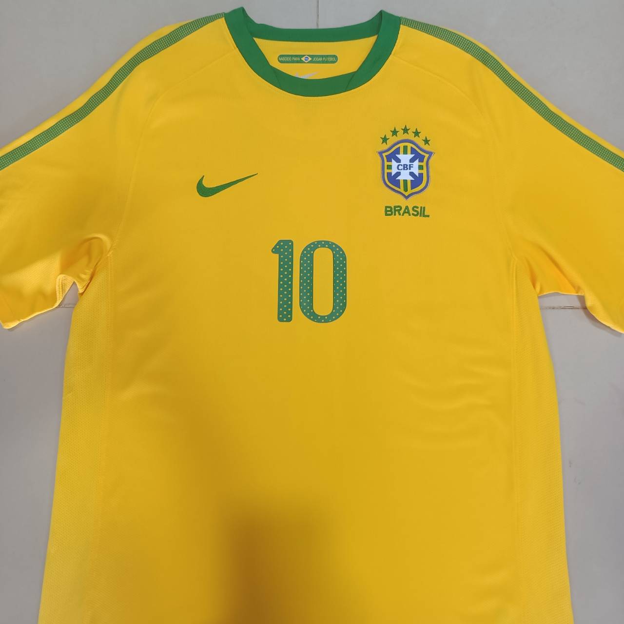 Brazil Home 2010 Nike Football Shirt #10 Ronaldinho – Size L – Yellow – Vintage Jersey