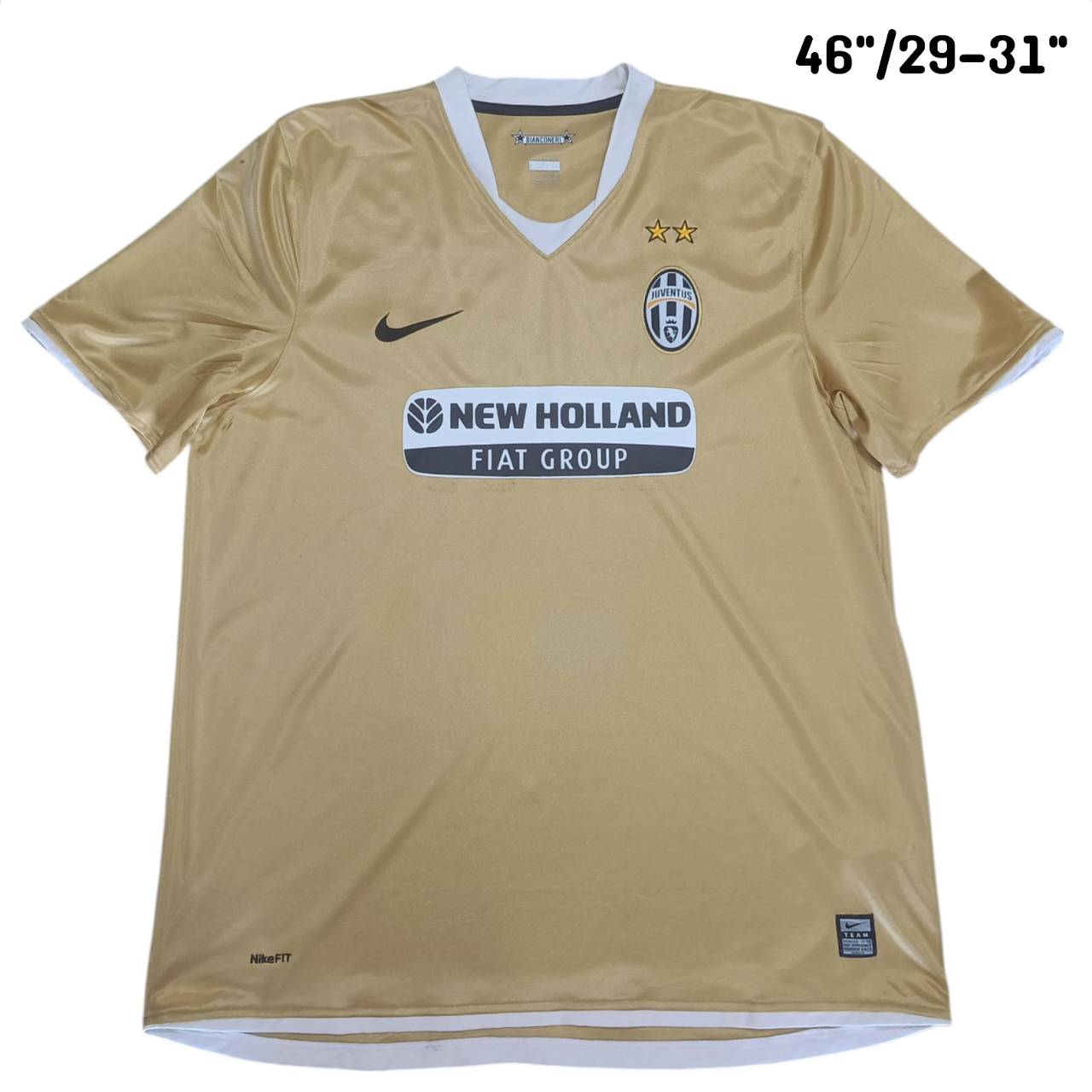 Juventus 2008/09 Away Nike Football Shirt #10 Del Piero – Gold – Size L – Vintage Jersey