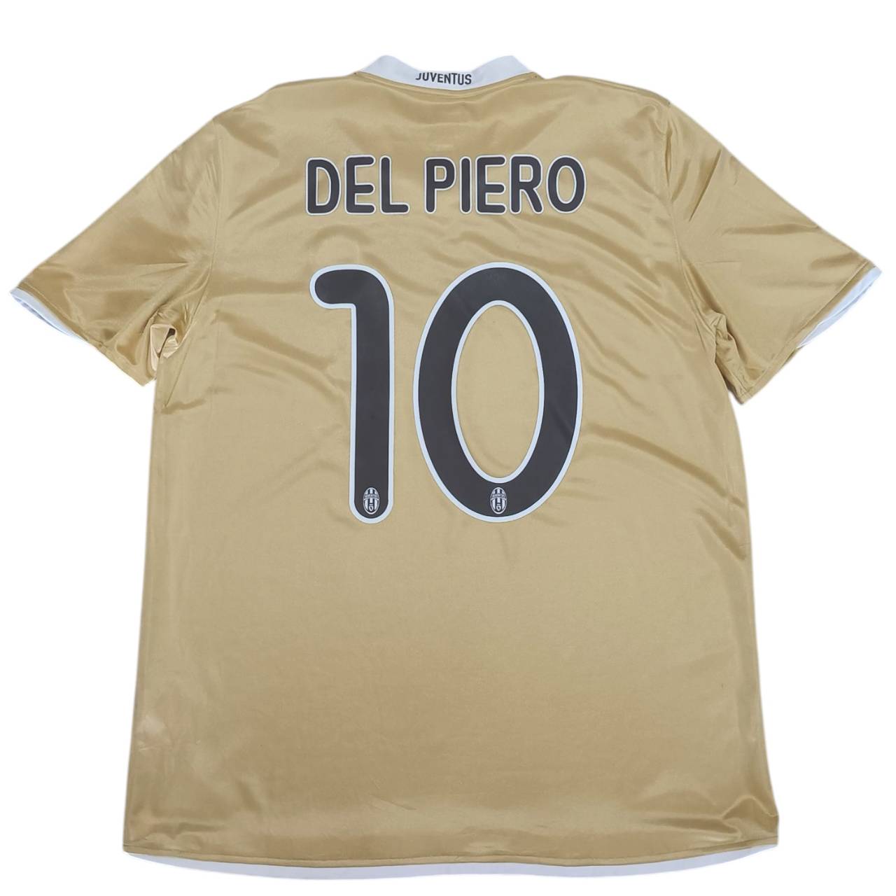 Juventus 2008/09 Away Nike Football Shirt #10 Del Piero – Gold – Size L – Vintage Jersey