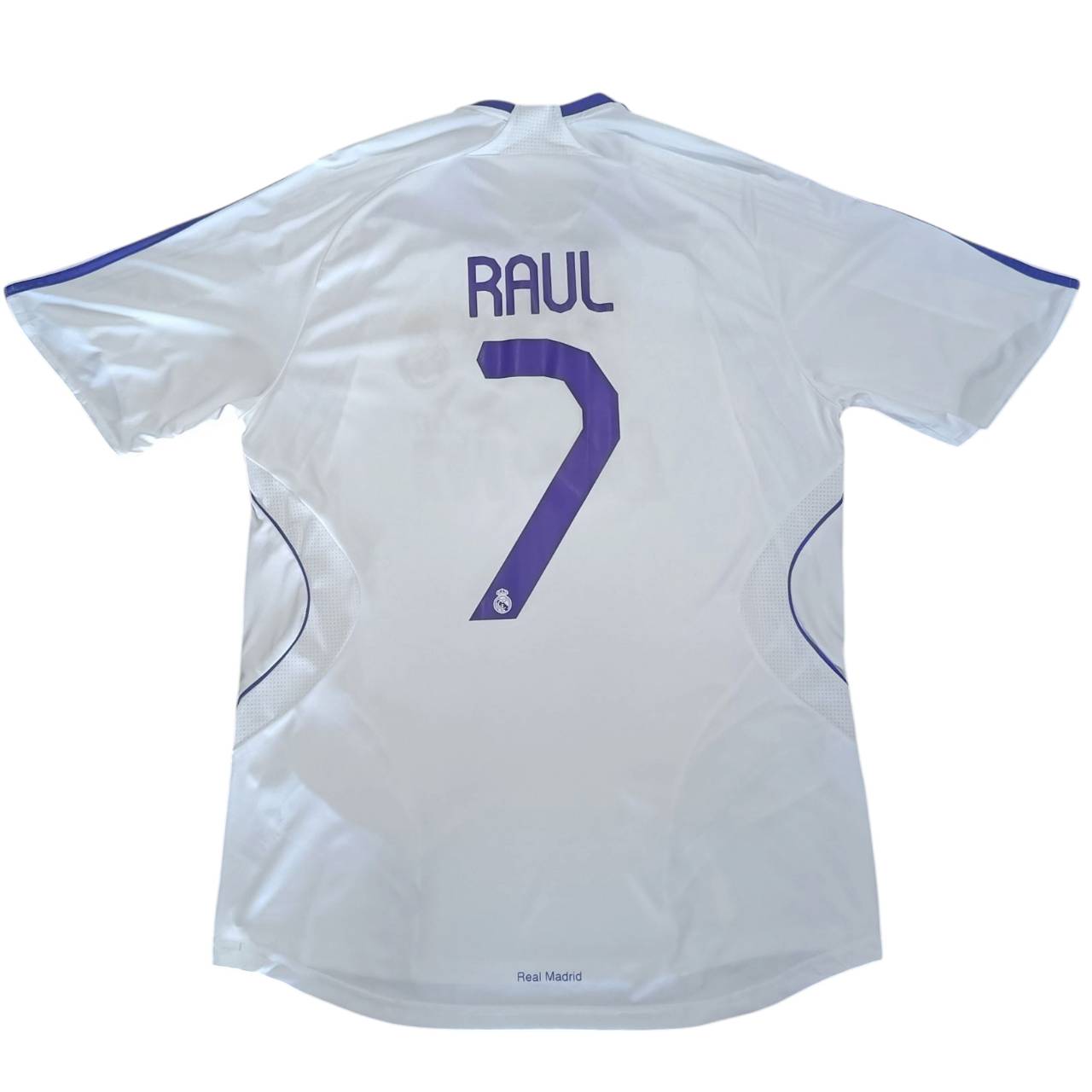 Adidas Real Madrid 2007/08 Home Jersey #7 Raúl – White & Purple – Size L – Vintage Football Shirt