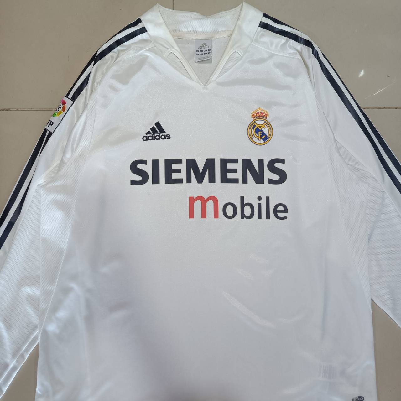 Adidas Real Madrid 2004/05 Long Sleeve Home Jersey – White & Black – Size L – Vintage Football Shirt