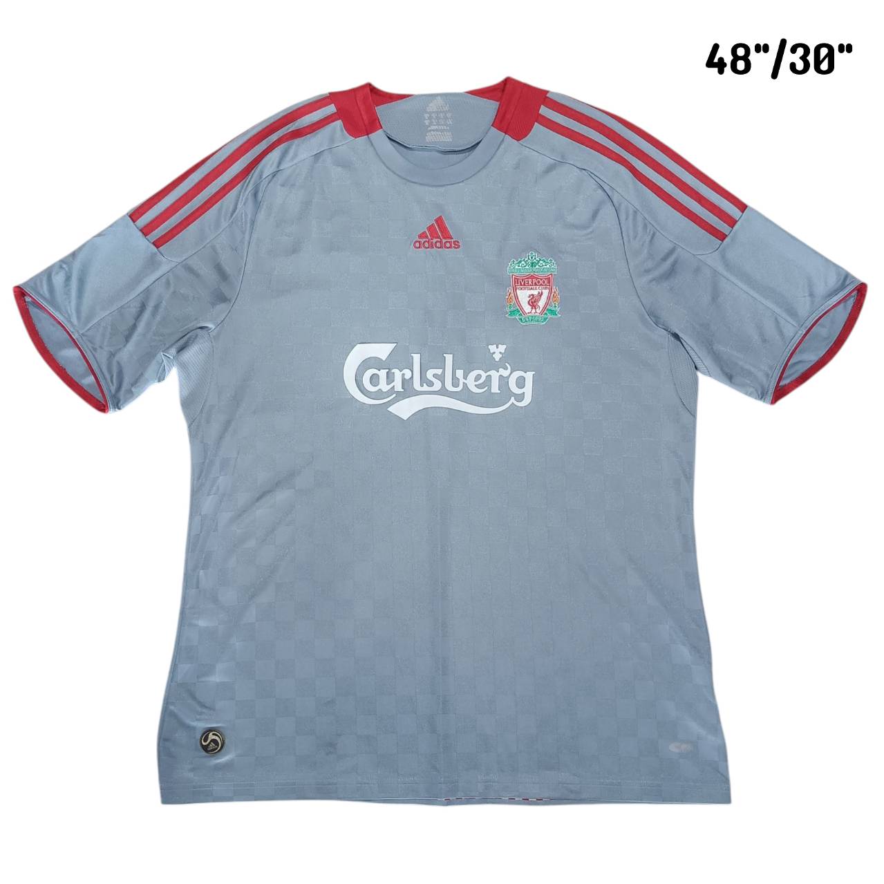 Liverpool FC 2008–09 Away Jersey – Adidas – Grey – Size L – Vintage Football Shirt