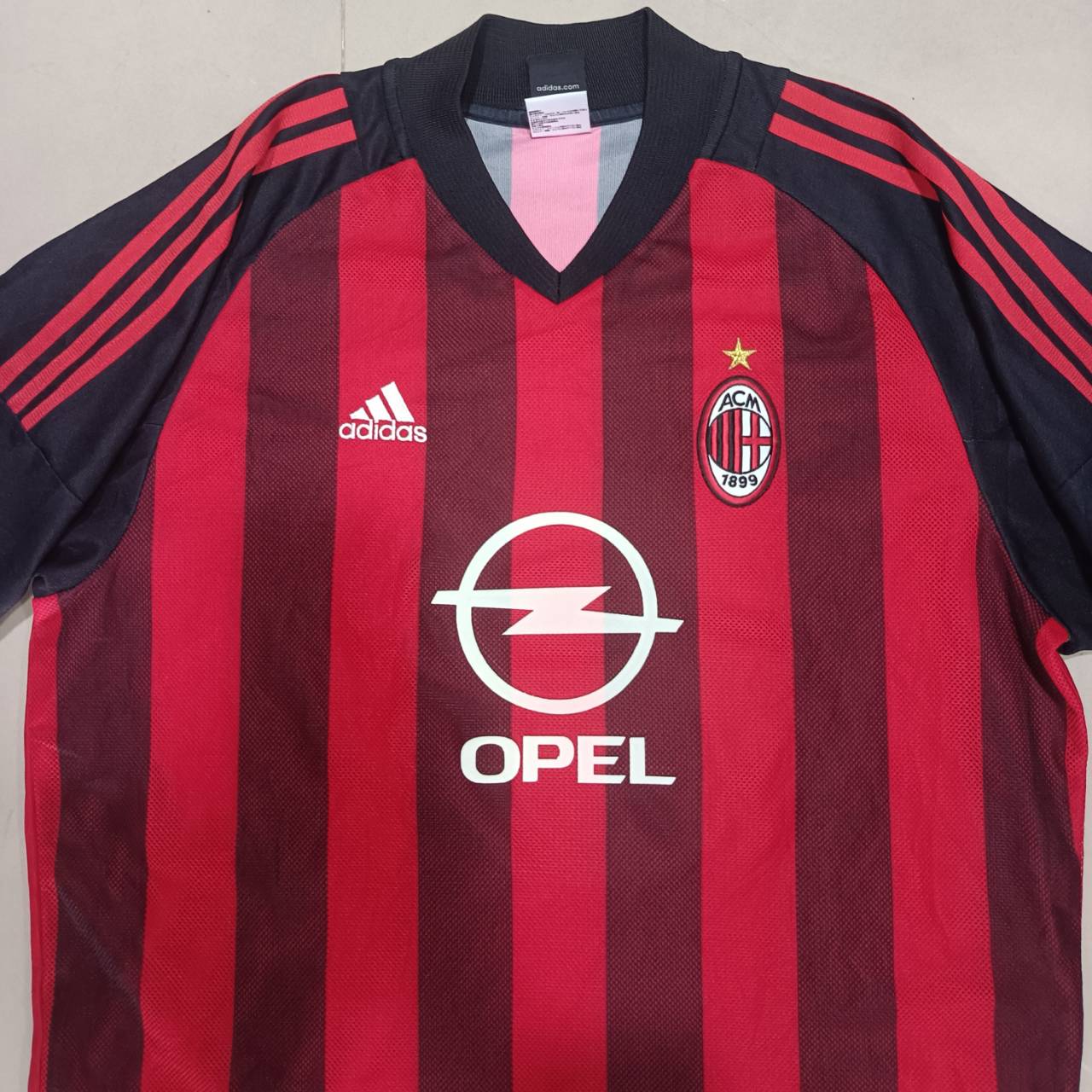 Rare Vintage Adidas AC Milan 2002/03 Home Jersey – Red & Black – Size L – Football Shirt
