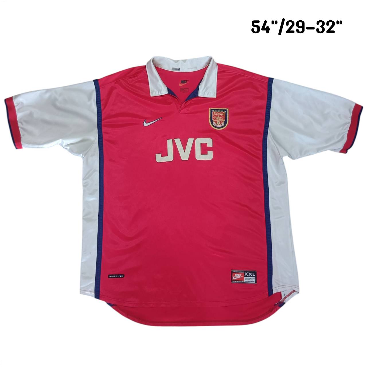 Vintage Nike Arsenal 1998-1999 Home JERSEY football Shirt size XXL red, second hand, good condition