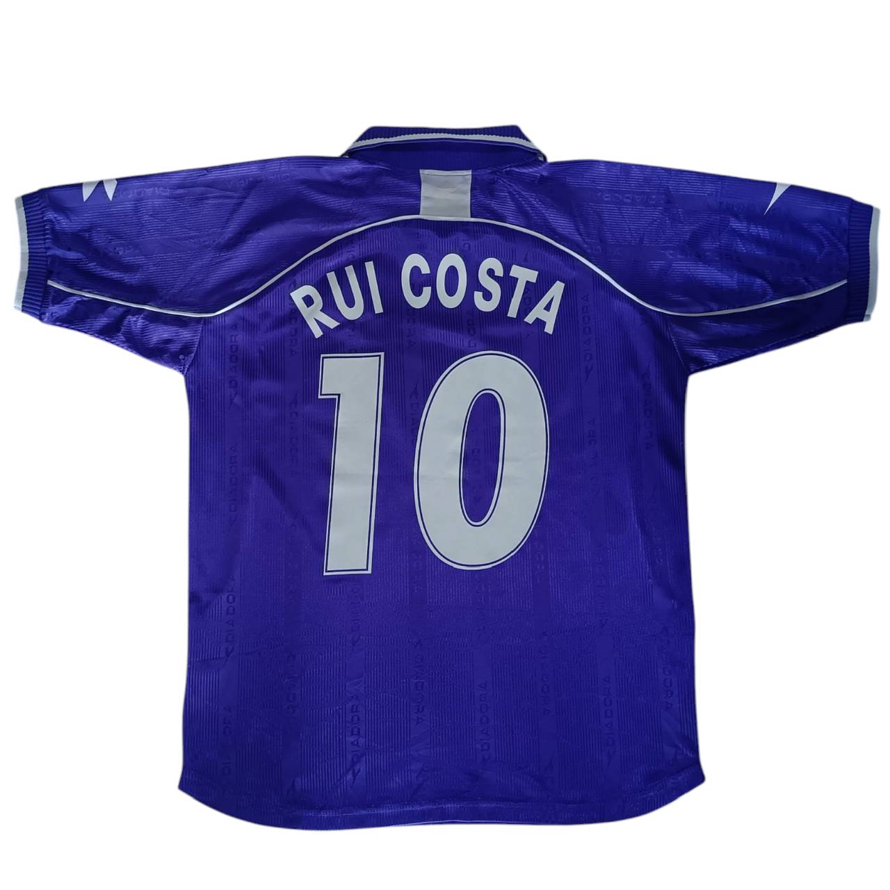 VINTAGE AC FIORENTINA Diadora 2000-01 Toyota Rui Costa FINAL football Shirt purple-blue color, second hand, very good condition
