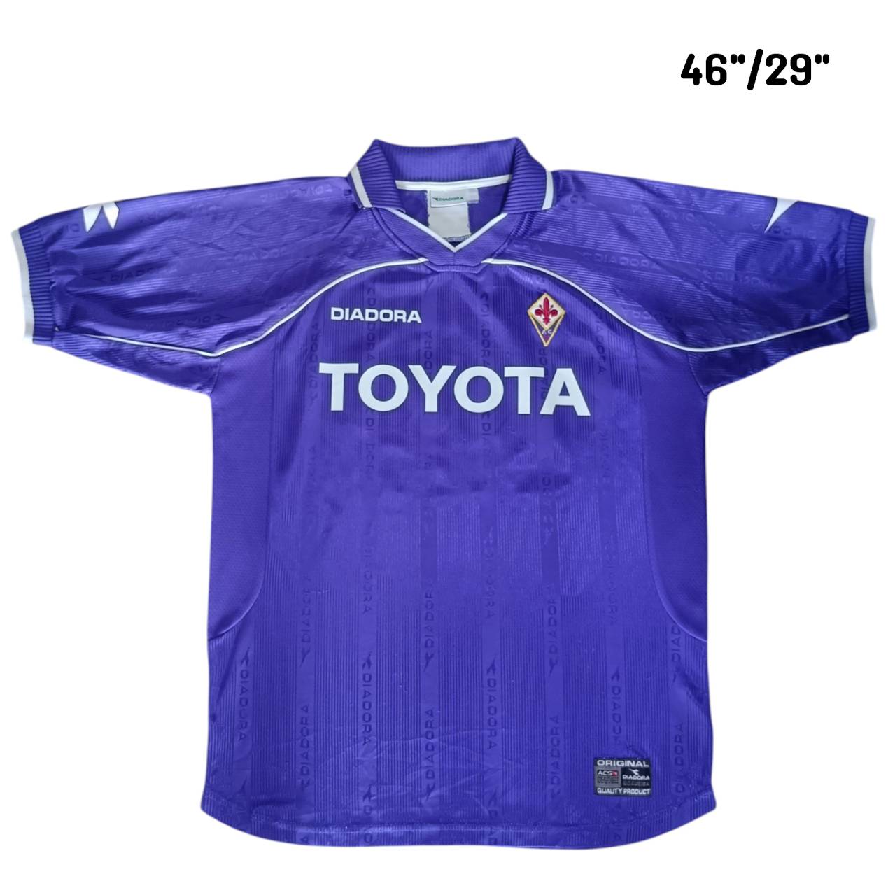 VINTAGE AC FIORENTINA Diadora 2000-01 Toyota Rui Costa FINAL football Shirt purple-blue color, second hand, very good condition