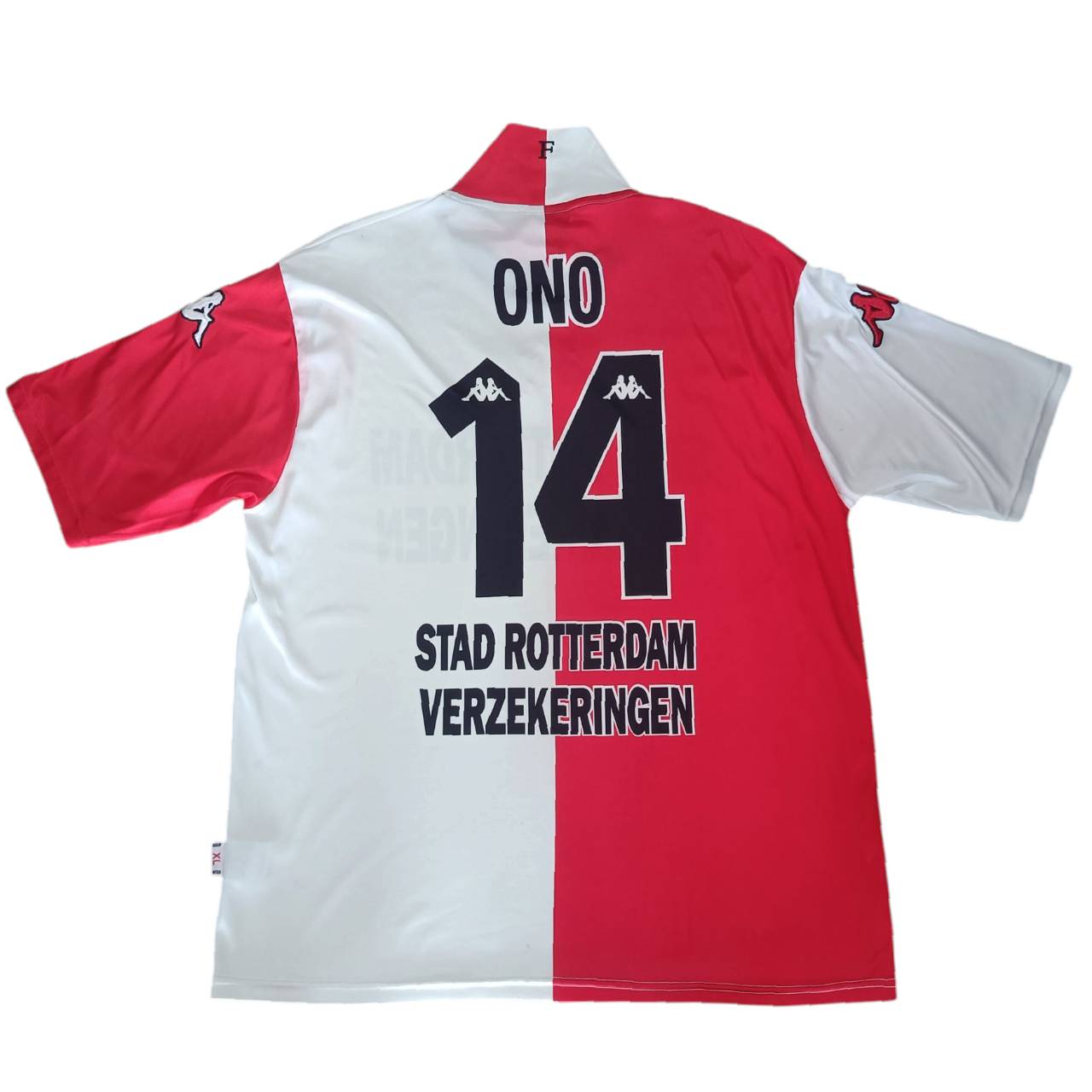 KAPPA 2001-2002 Feyenoord Home Jersey Shinji Ono JERSEY football Shirt size XL white and red, second hand, very good condition