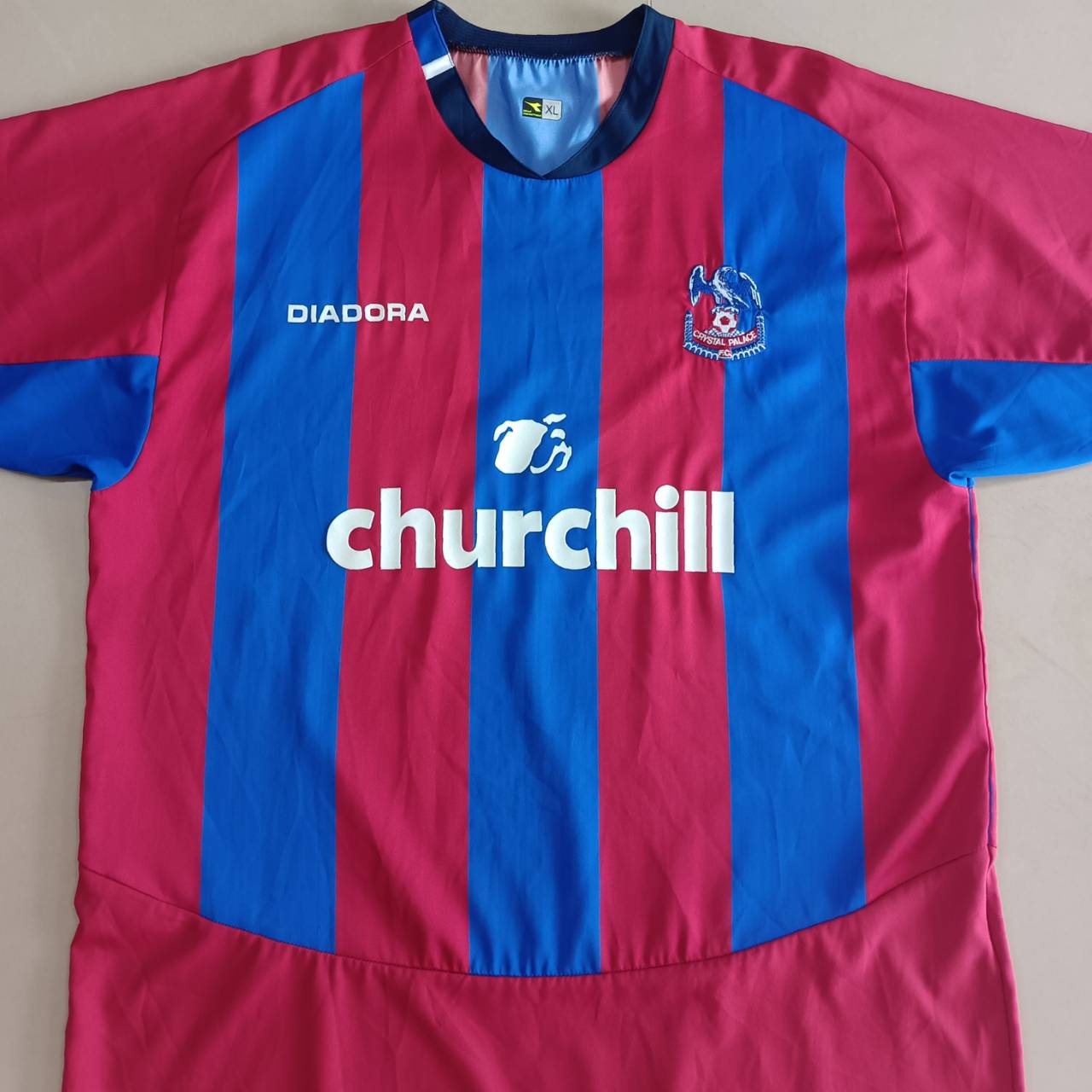 DIADORA Crystal Palace home shirt 2004/05 Premier League JERSEY football Shirt SIZE XL red and blue, second hand, very good condition