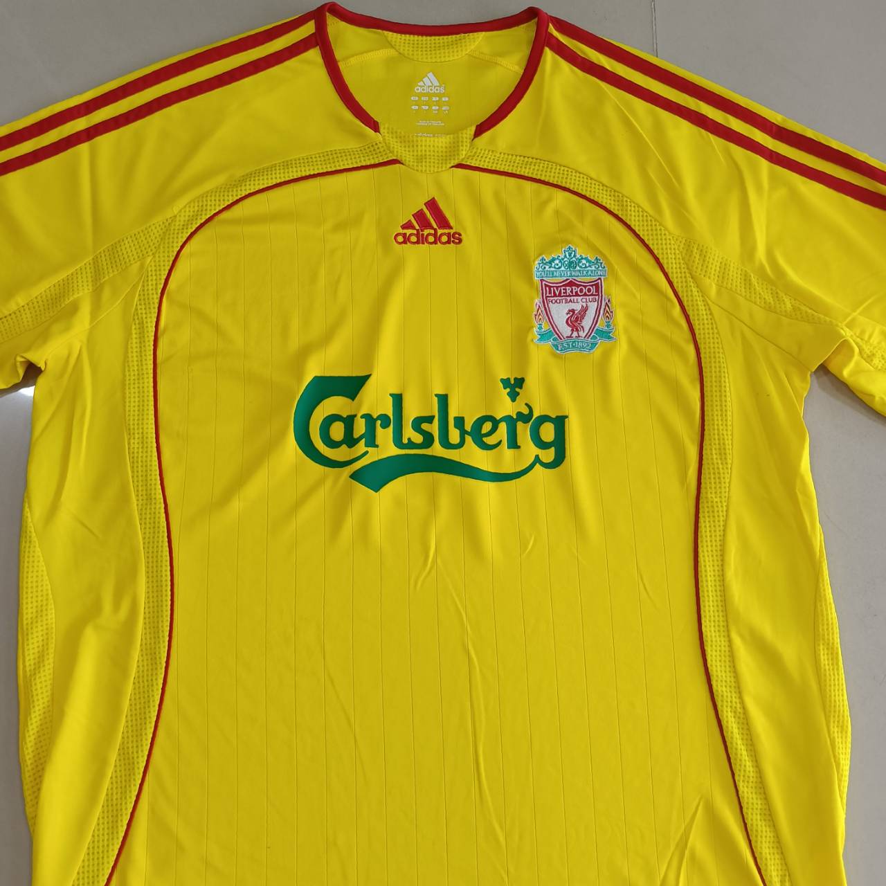 ADIDAS Liverpool 2006-07 JERSEY football Shirt SIZE L yellow, second hand, very good condition