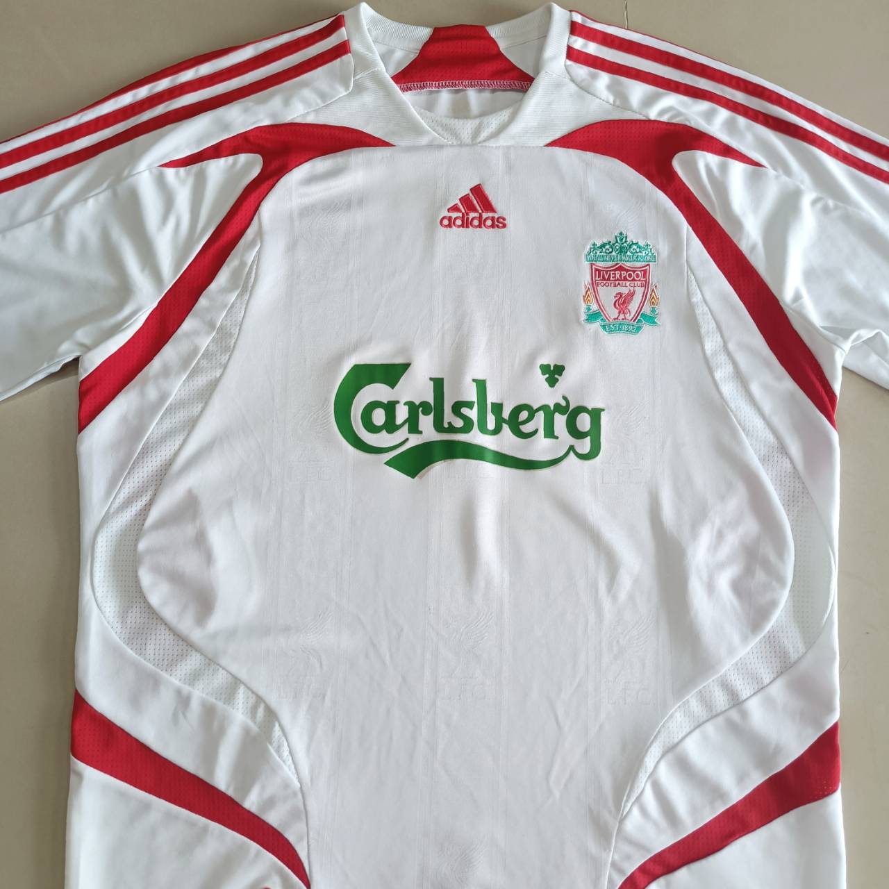 ADIDAS Liverpool 2007-08 JERSEY football Shirt SIZE XL white, second hand, very good condition