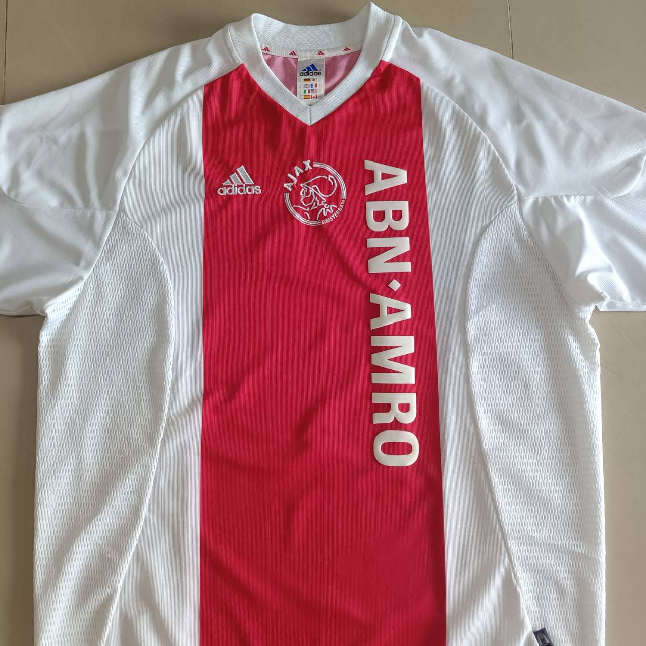 VINTAGE ADIDAS AJAX 2002-03 JERSEY football Shirt size XL Red and white, second hand, very good condition