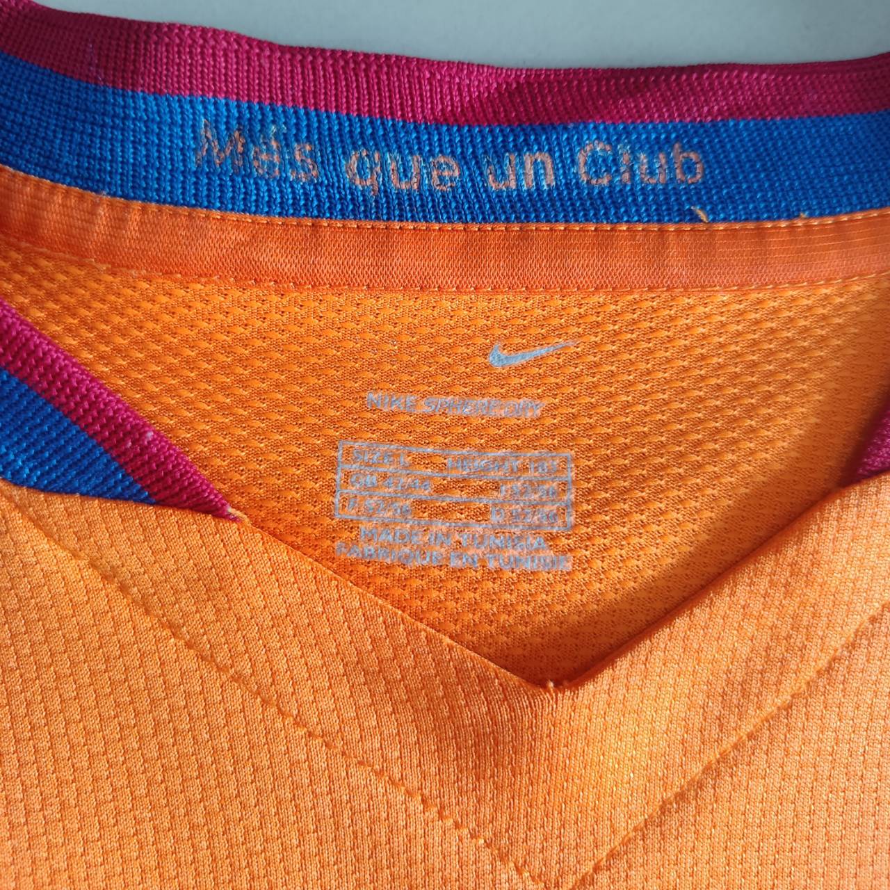 NIKE 2007-08 FC Barcelona Home JERSEY football Shirt size L Orange, second hand, very good condition