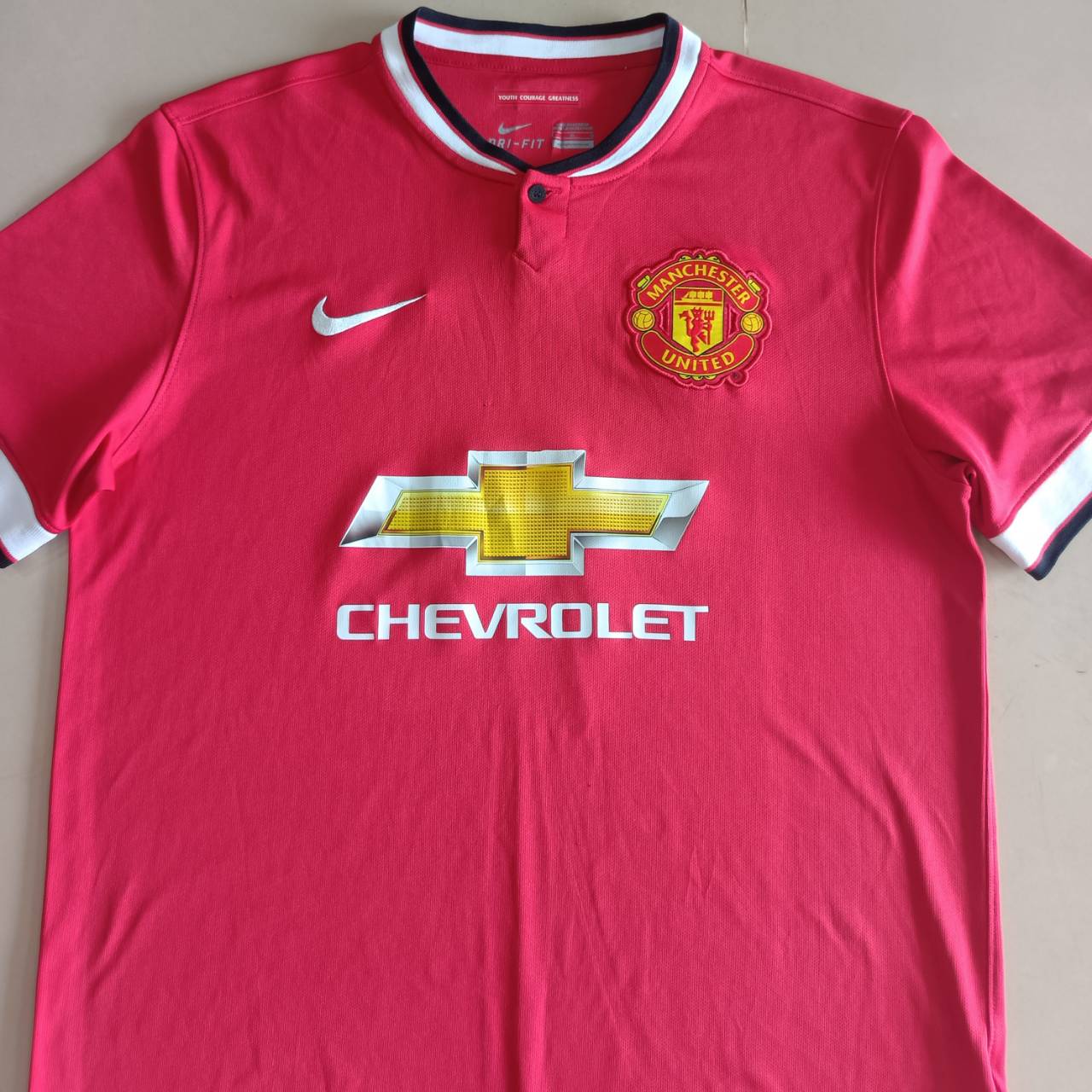 NIKE MANCHESTER UNITED 2014-15 JERSEY football Shirt size L Red, second hand, very good condition