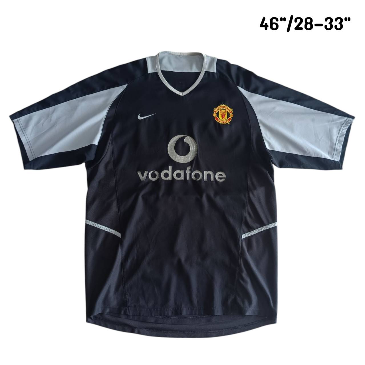 VINTAGE NIKE MANCHESTER UNITED 2003-05 AWAY JERSEY football Shirt size L Black-gray, second hand, good condition